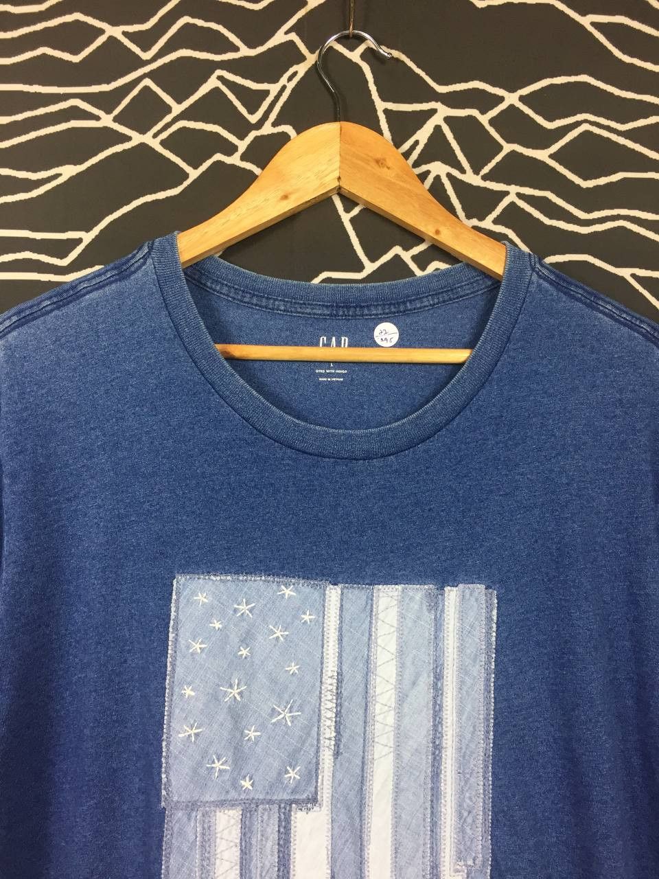 Gap × Vintage GAP Dyed With Indigo American Flag Patched Tee Size US L / EU 52-54 / 3 - 3 Thumbnail