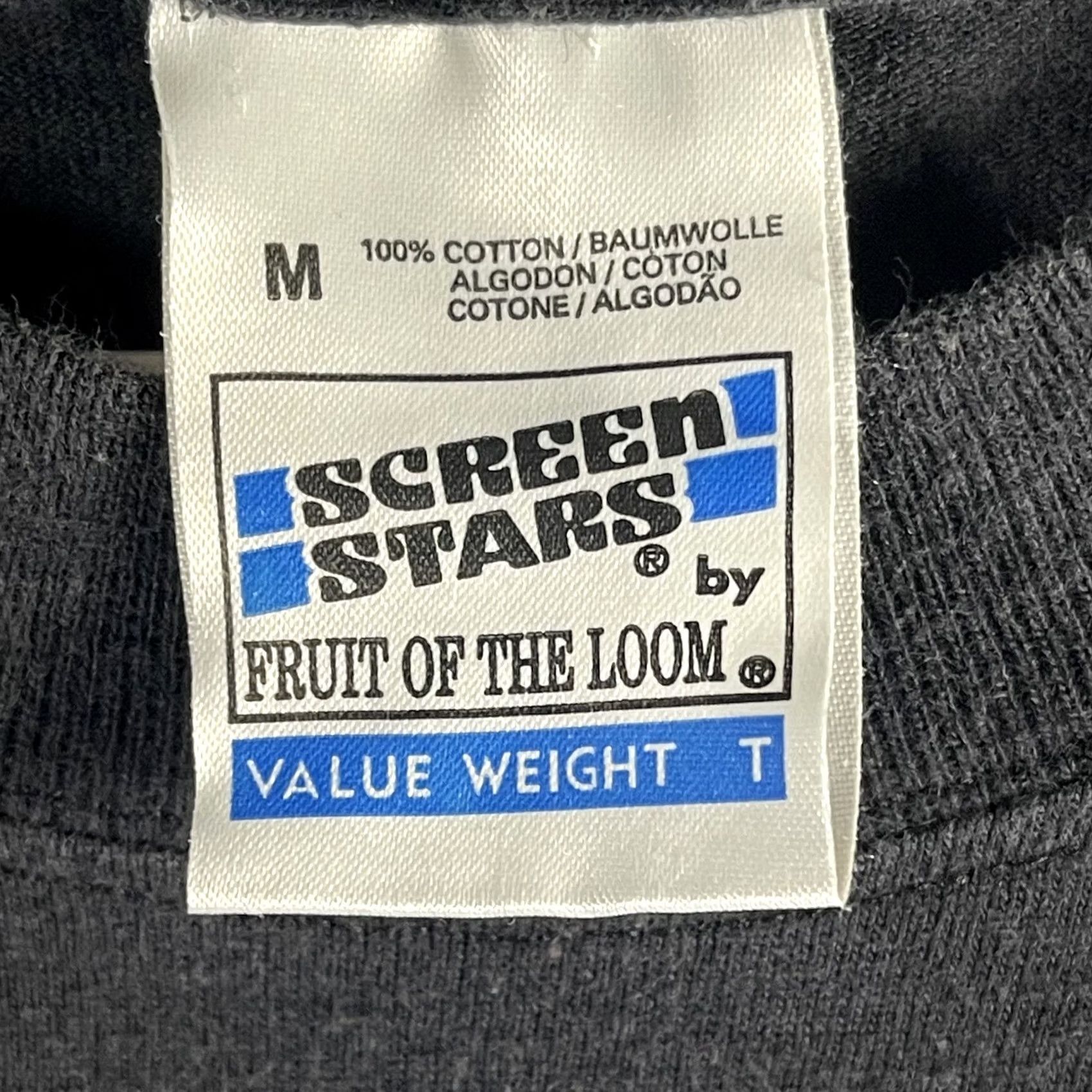 Fruit Of The Loom VINTAGE Rock In And Roll Out Cafe Shirt Mens Medium Black Amsterdam Guitar 90s Tee Size US M / EU 48-50 / 2 - 4 Thumbnail