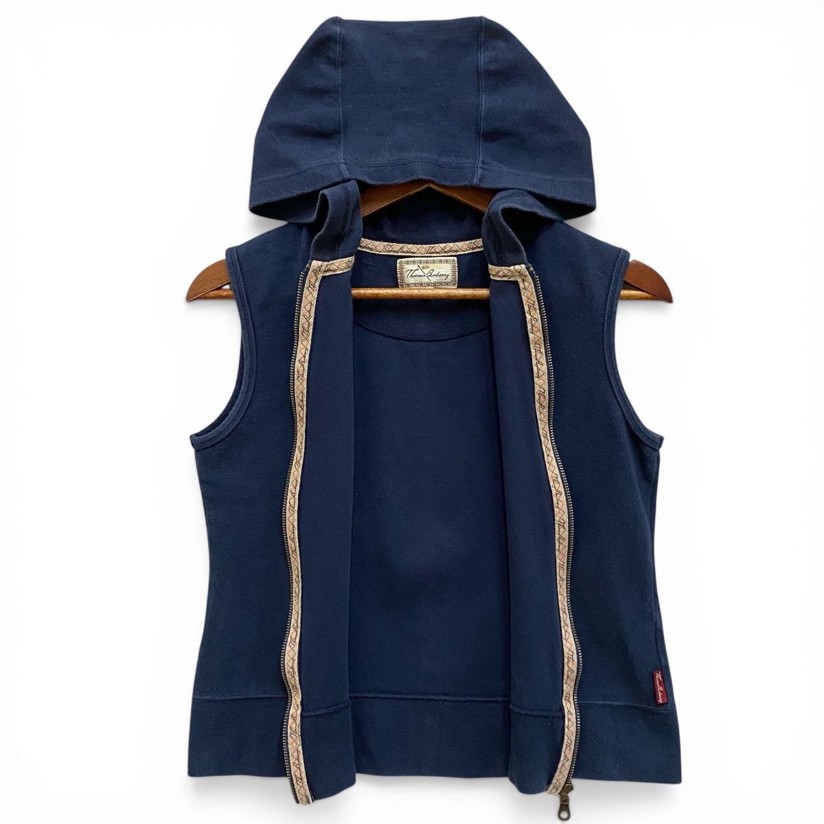 Burberry Vintage Thomas Burberry Hoodie Vest Sleeveless Blue Size M Size US M / EU 48-50 / 2 - 2 Thumbnail