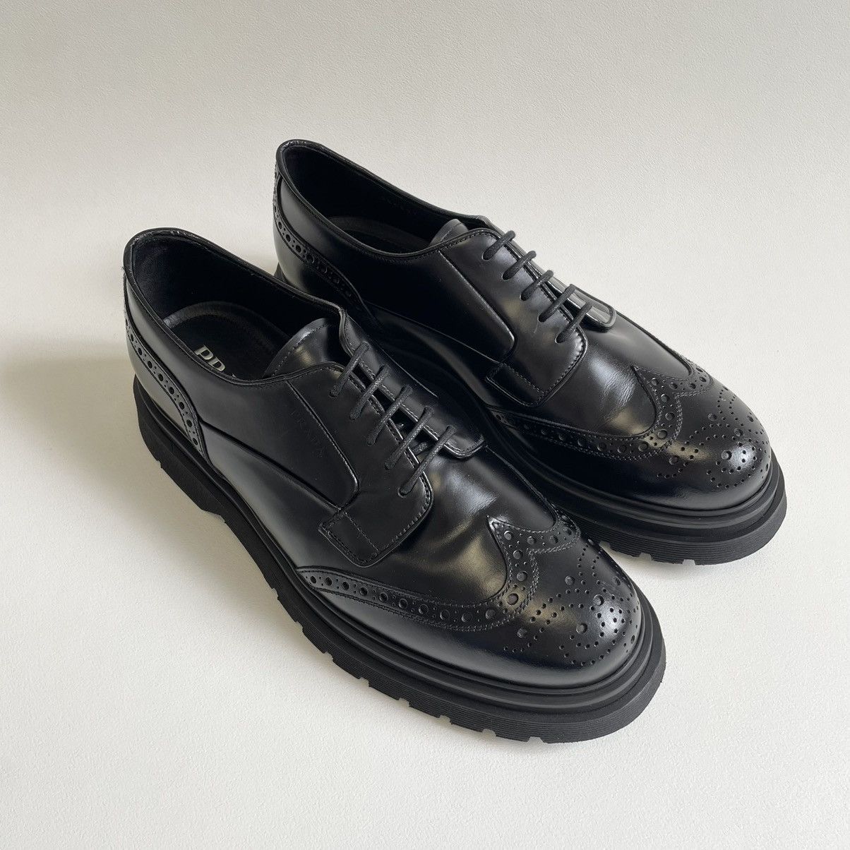 Prada A/W 19 Spazzolato Leather Brogue Shoes Size US 10 / EU 43 - 9 Thumbnail