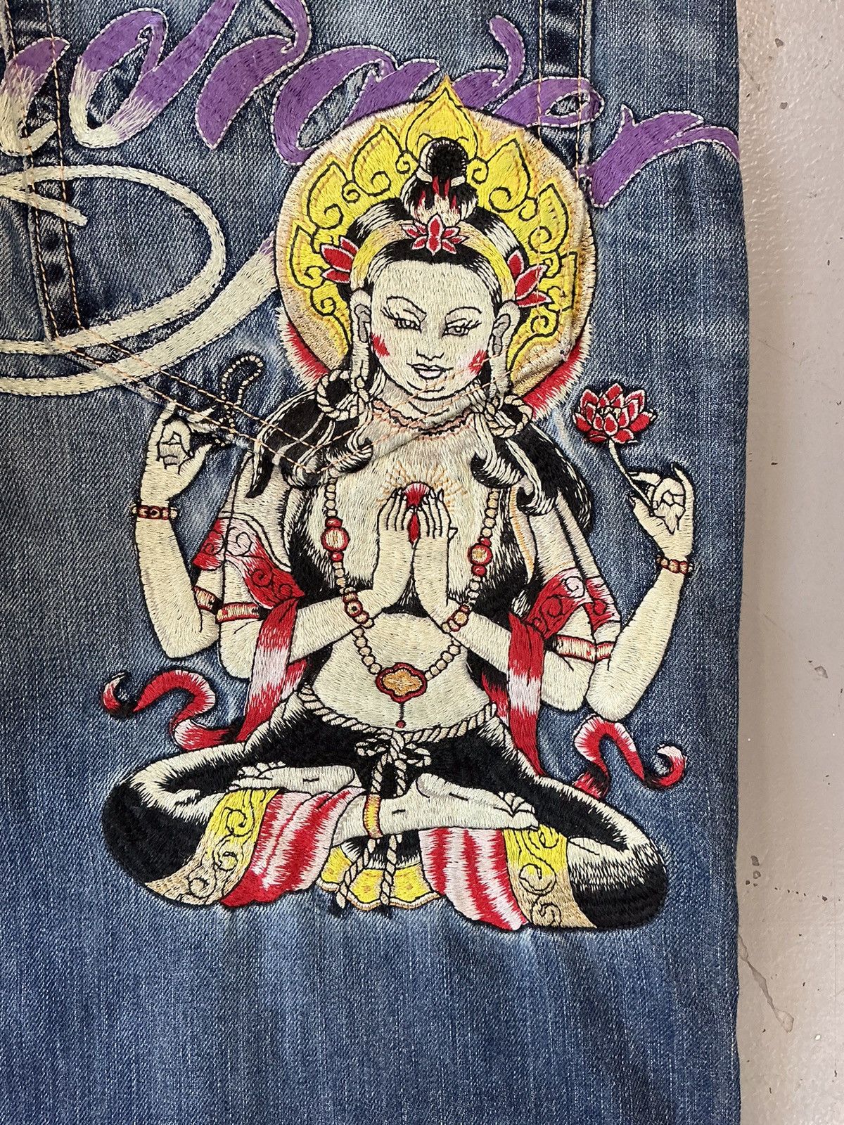 Christian Audigier × Ed Hardy × Vintage Vintage Christian Audigier goddess embroidered denim Size US 38 / EU 54 - 12 Thumbnail