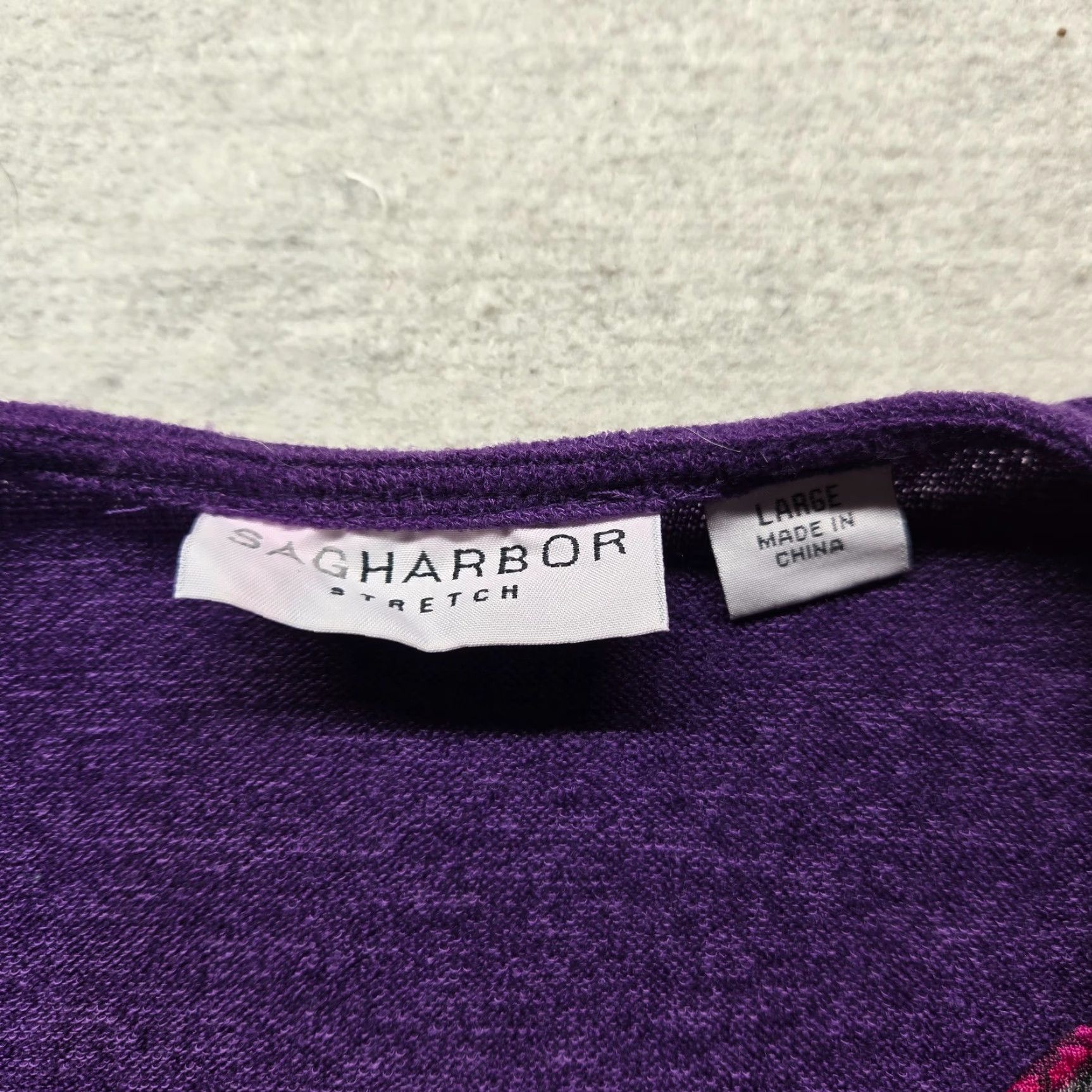 Vintage Sag Harbor Cardigan Sweater Shirt Adult Women L Purple Satin Buttons Pockets Tight Knit Vintage No? Wait. Size L / US 10 / IT 46 - 2 Thumbnail