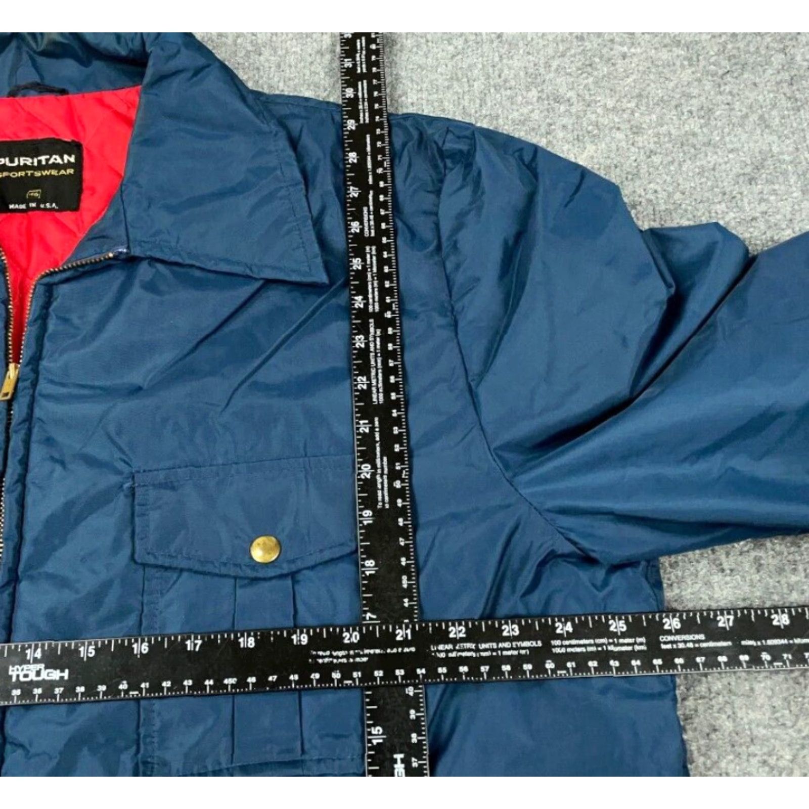 Vintage VINTAGE Puritan Jacket 46 Dark Blue Red Quilted Zip Field Jacket Men Adult 90s Retro Military Pockets Full Zip Size US S / EU 44-46 / 1 - 4 Thumbnail