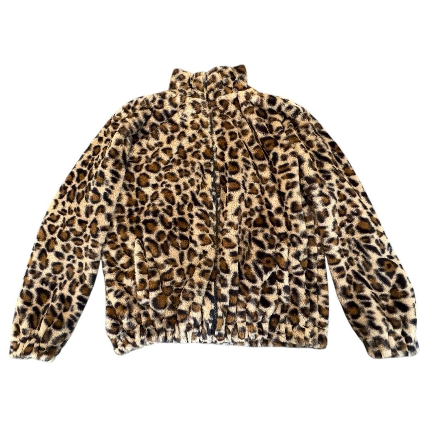 Shein DEF LEPPARD 80s Rock Upcycled Retro Leopard Faux Fur Jacket Size L / US 10 / IT 46 - 4 Thumbnail