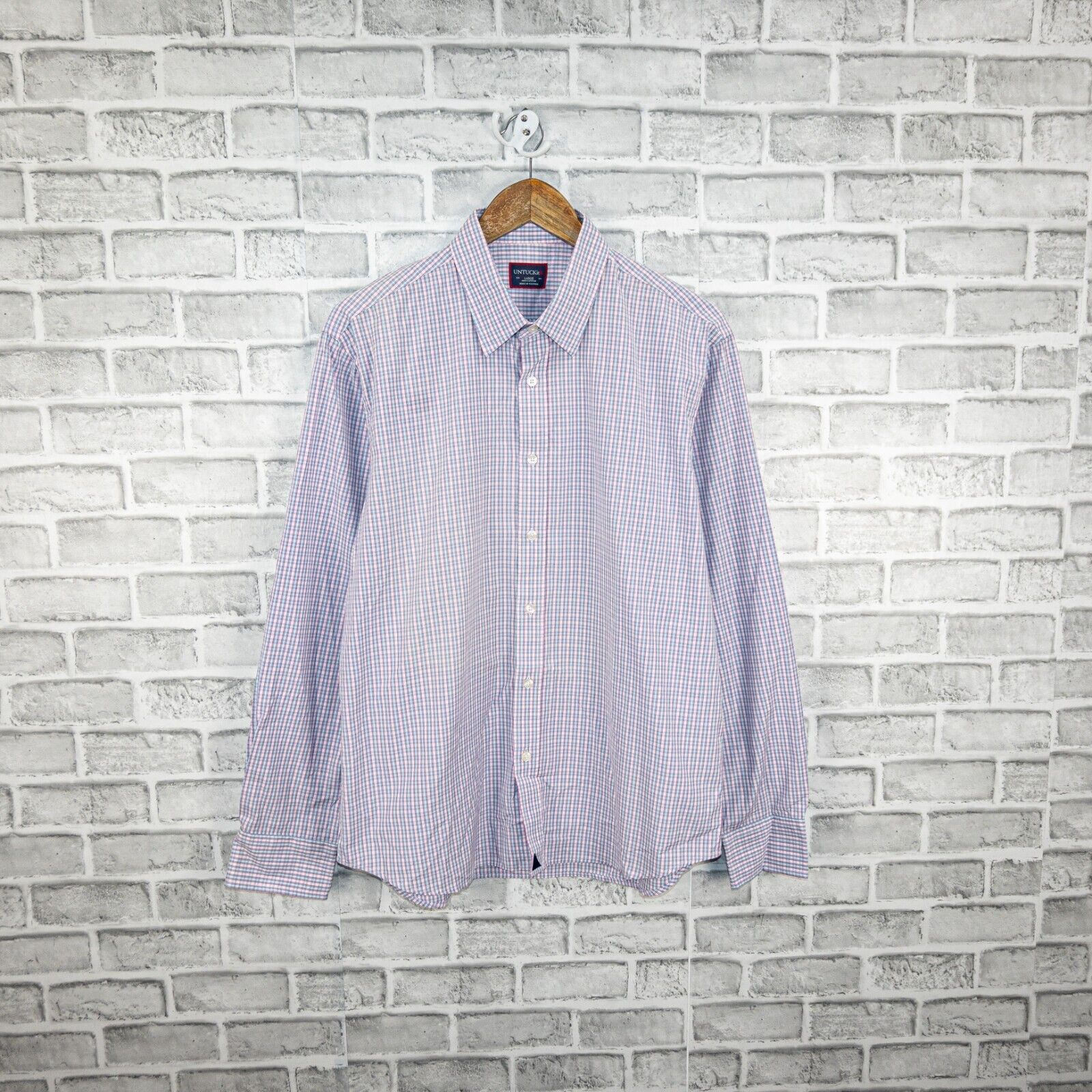 UNTUCKit UNTUCKit Long Sleeve Casual Button up Shirt Pink Blue check Size US L / EU 52-54 / 3 - 1 Thumbnail