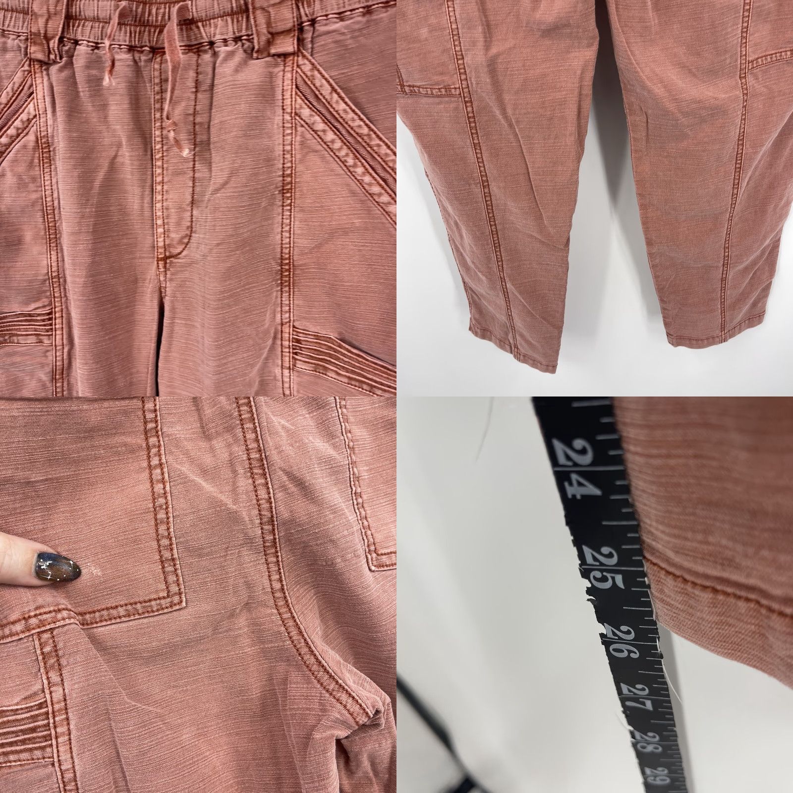 Anthropologie Anthropologie Pants Womens 27 Pink Coral Pigment Dye Twill Cotton Blend Elastic Waist Casual Casual Woman 27 Pants Bohemian Western 90s (no N/A) Size 27" / US 4 / IT 40 - 8 Thumbnail