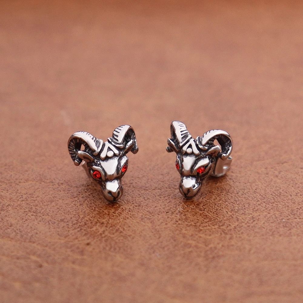 Jewelry Retro Red Eyed Goat Earring Size ONE SIZE - 2 Thumbnail