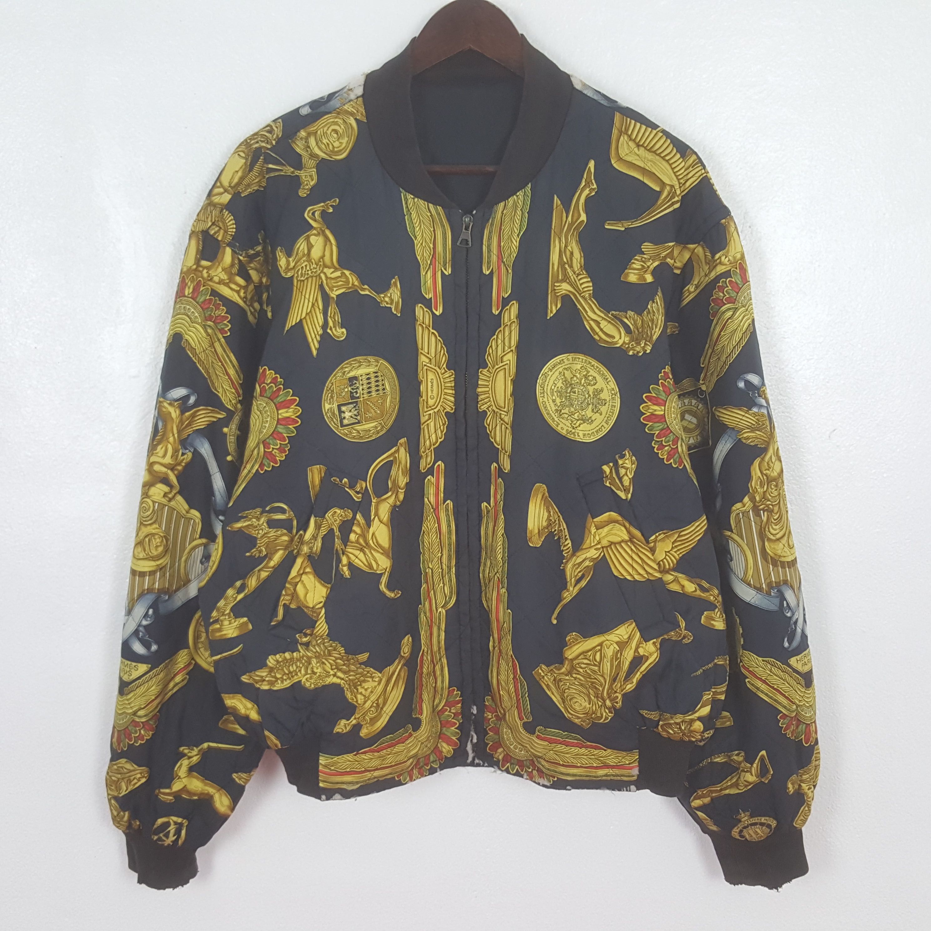 Hermes Vintage Hermes Paris Reversible Silk Aviator Jacket Size US L / EU 52-54 / 3 - 2 Thumbnail