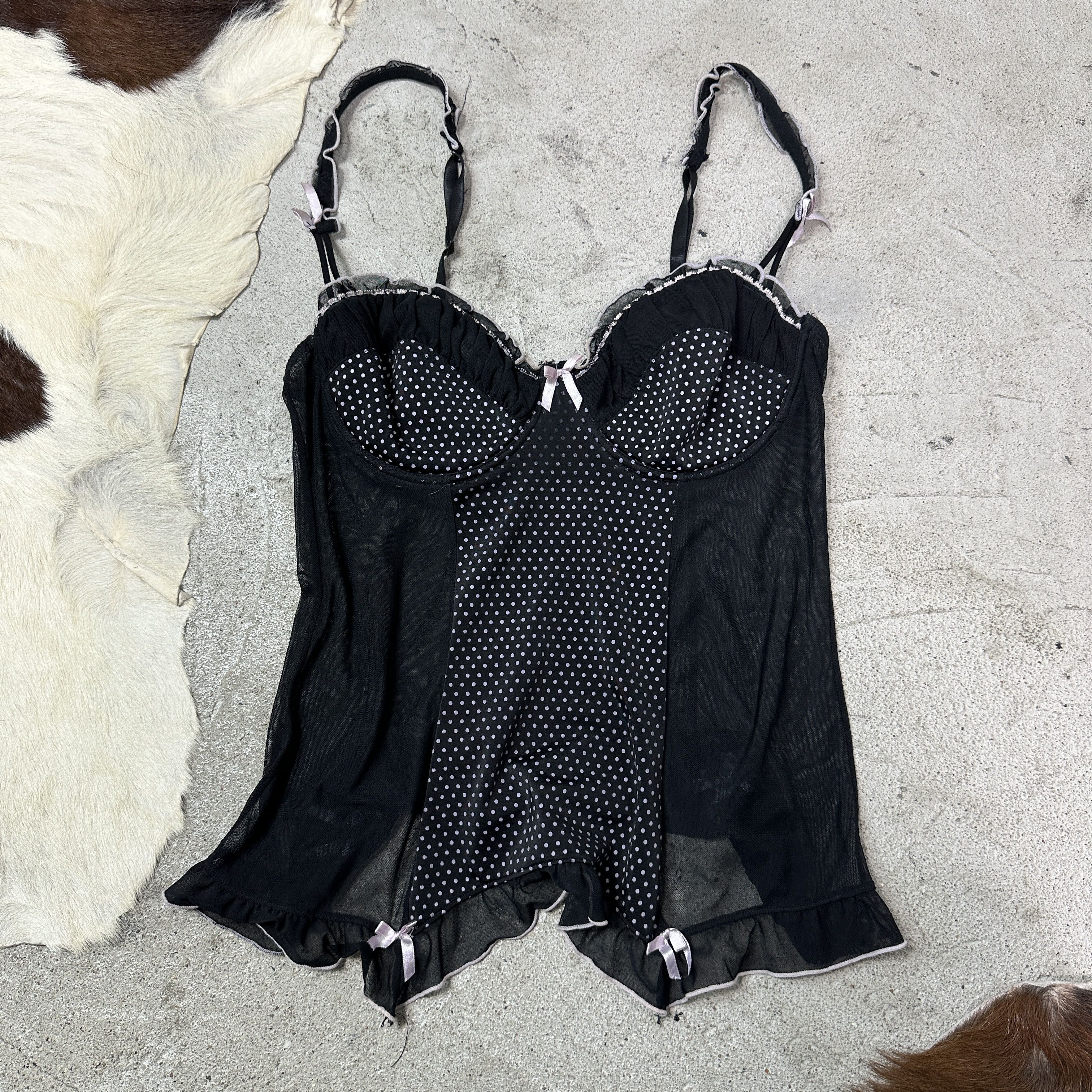 Vintage Vintage Coquette Mesh Polka Dot Night Top Y2K Size S / US 4 / IT 40 - 2 Thumbnail