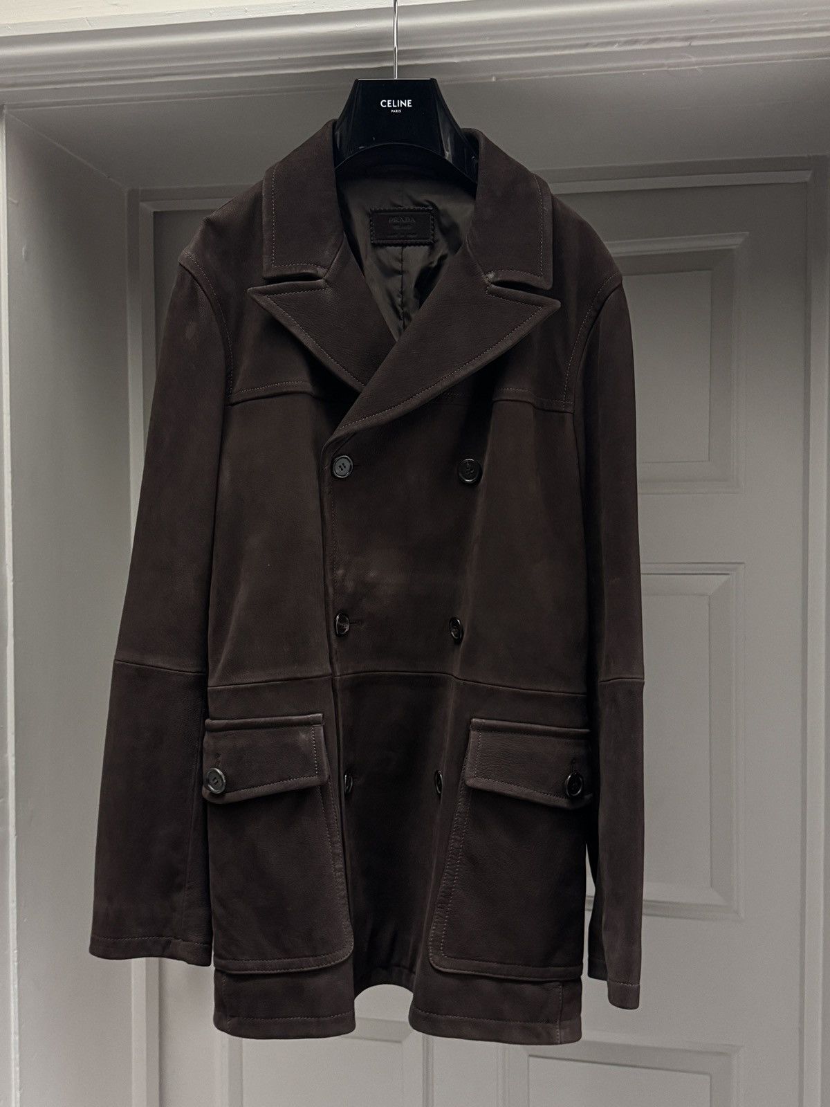 Prada Prada Double Breasted Leather Coat in Brown size IT 52 Size US L / EU 52-54 / 3 - 4 Thumbnail