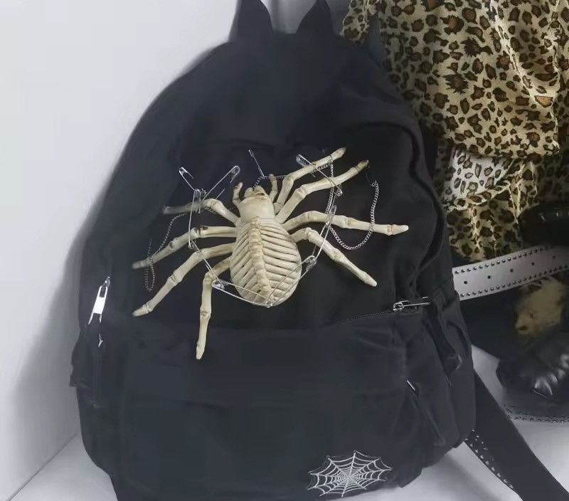 Designer Gothic Punk Spider Capacity Large School Backpack Bag Size ONE SIZE - 6 Thumbnail