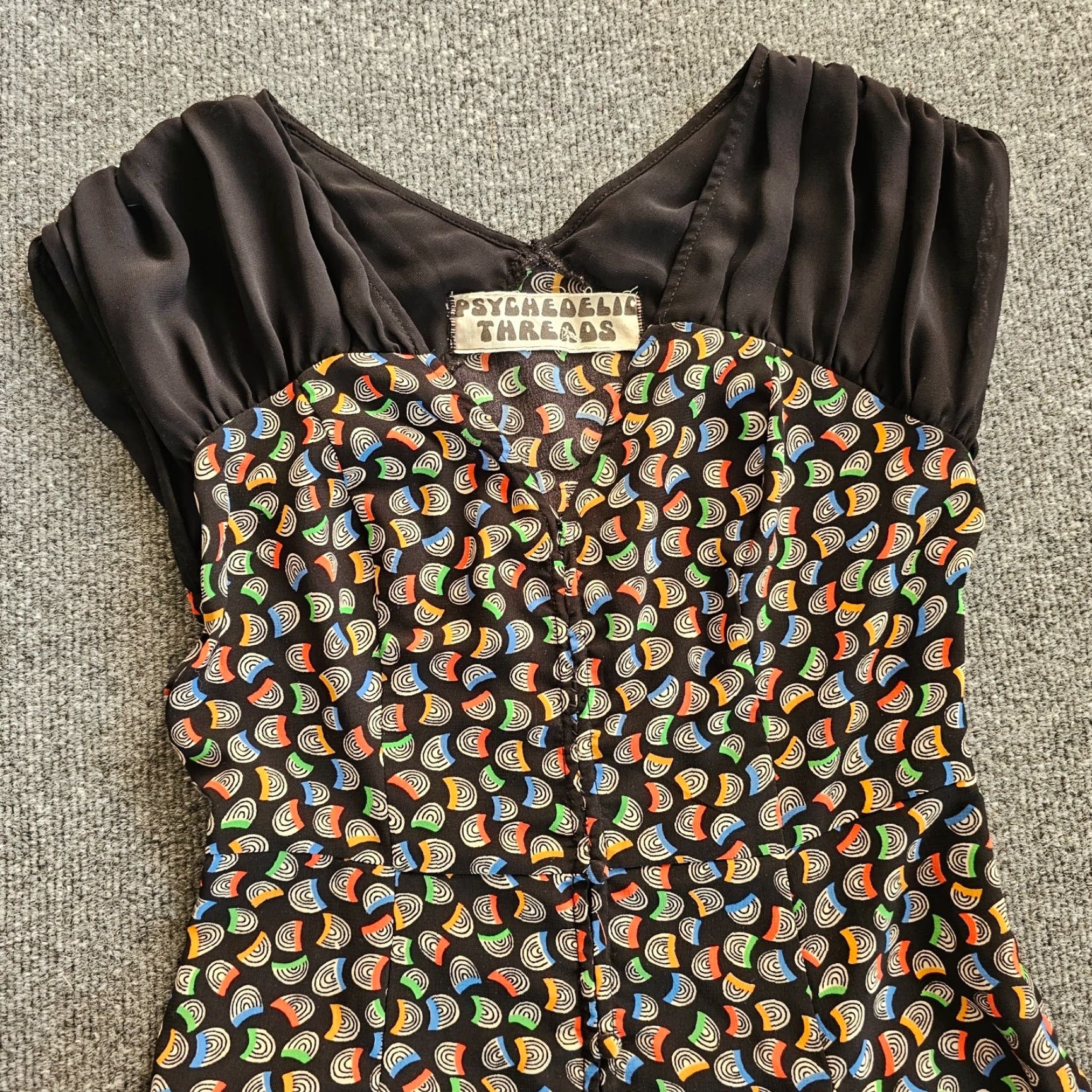 Anthropologie VINTAGE Anthropologie Dress Women Small Black The Doors Jim Morrison Psychedelic Threads Size S / US 4 / IT 40 - 2 Thumbnail