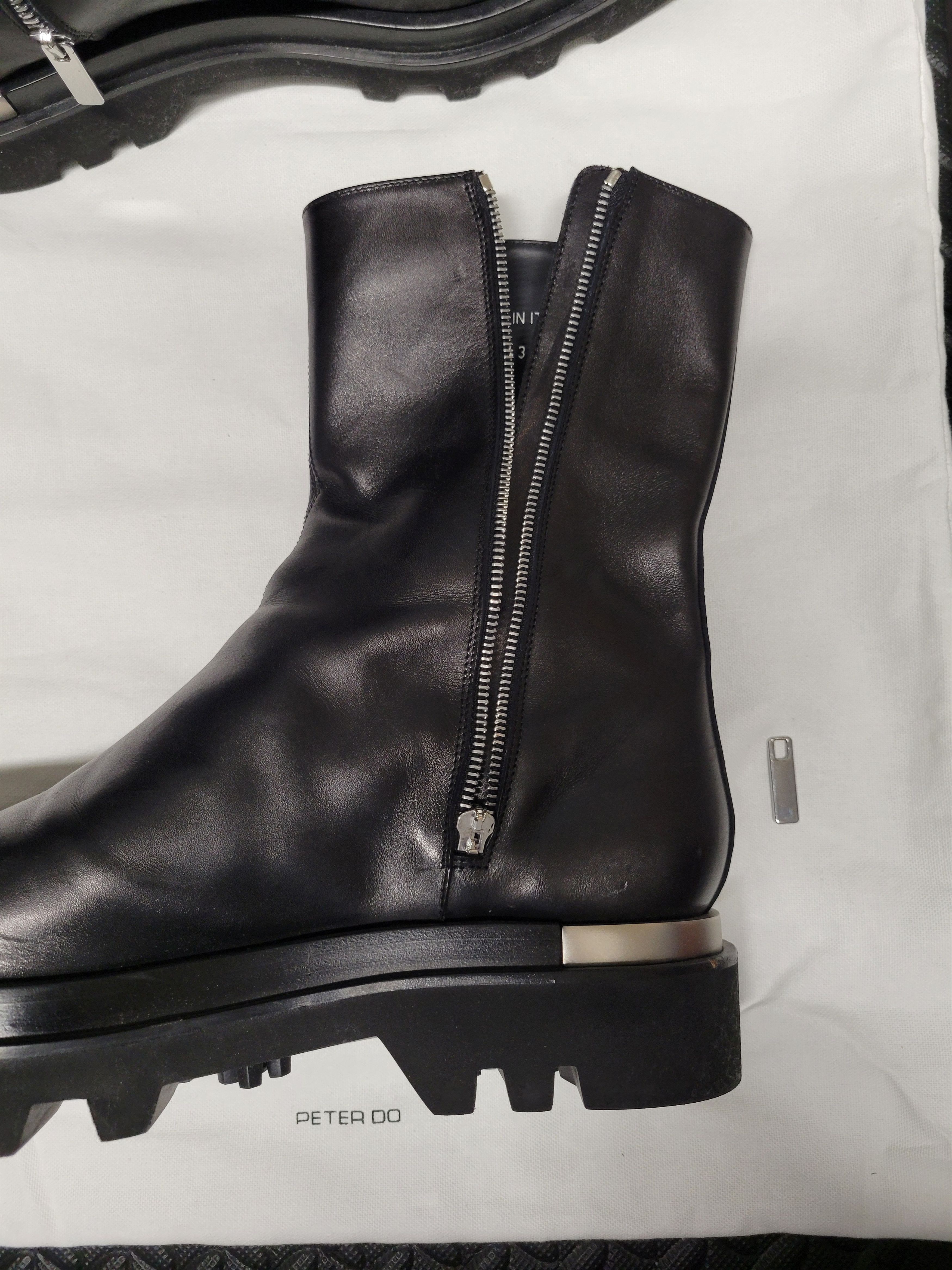 Peter Do Combat Boot in Black/Silver Size 43