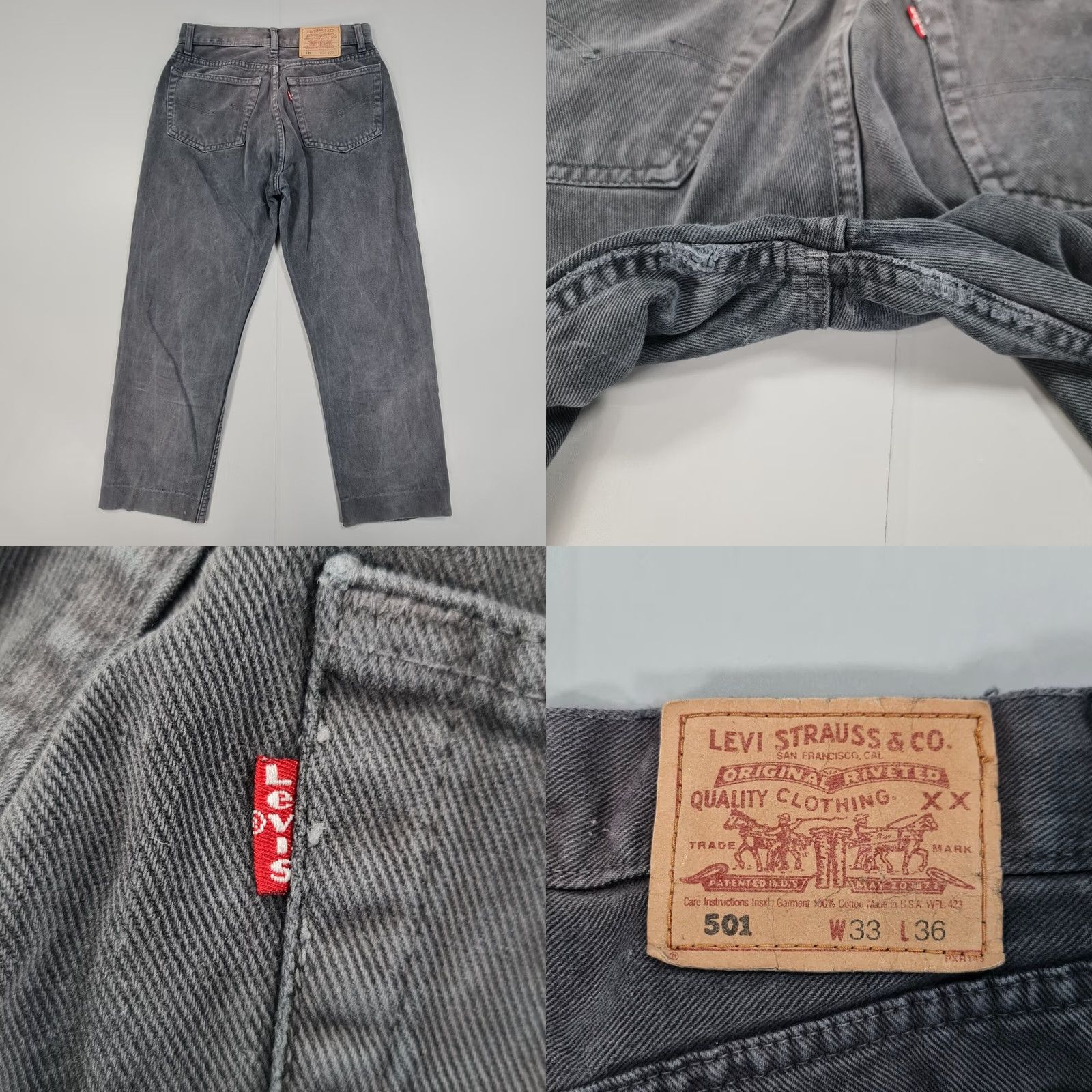 Levi's VINTAGE Levi's 501 Jeans Grey W30 L26 Regular Straight Button Fly Denim 90s Made in USA Mens Size US 30 / EU 46 - 8 Thumbnail