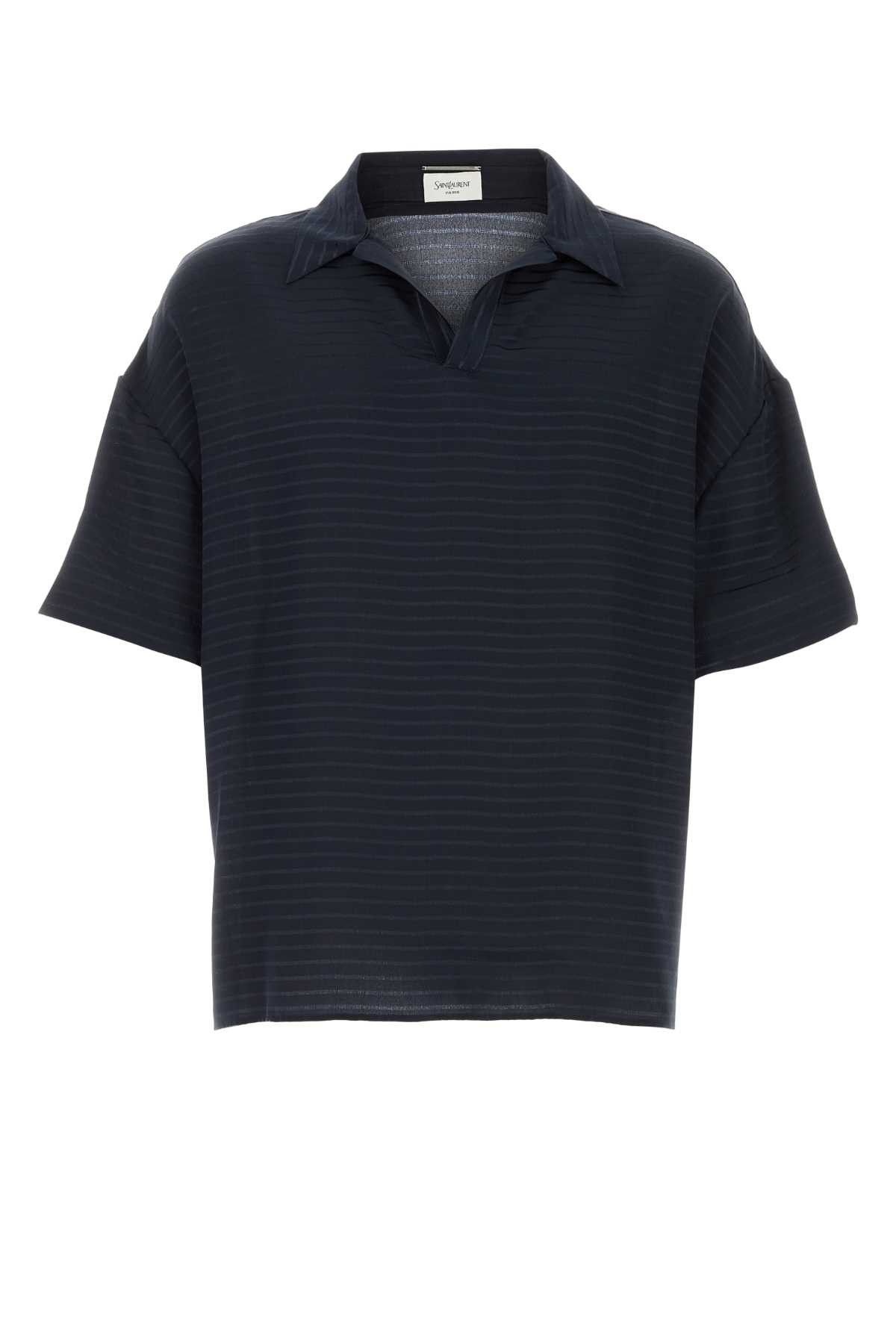 Saint Laurent Paris Navy Blue Silk Oversize Polo Shirt Size US XL / EU 56 / 4 - 1 Thumbnail