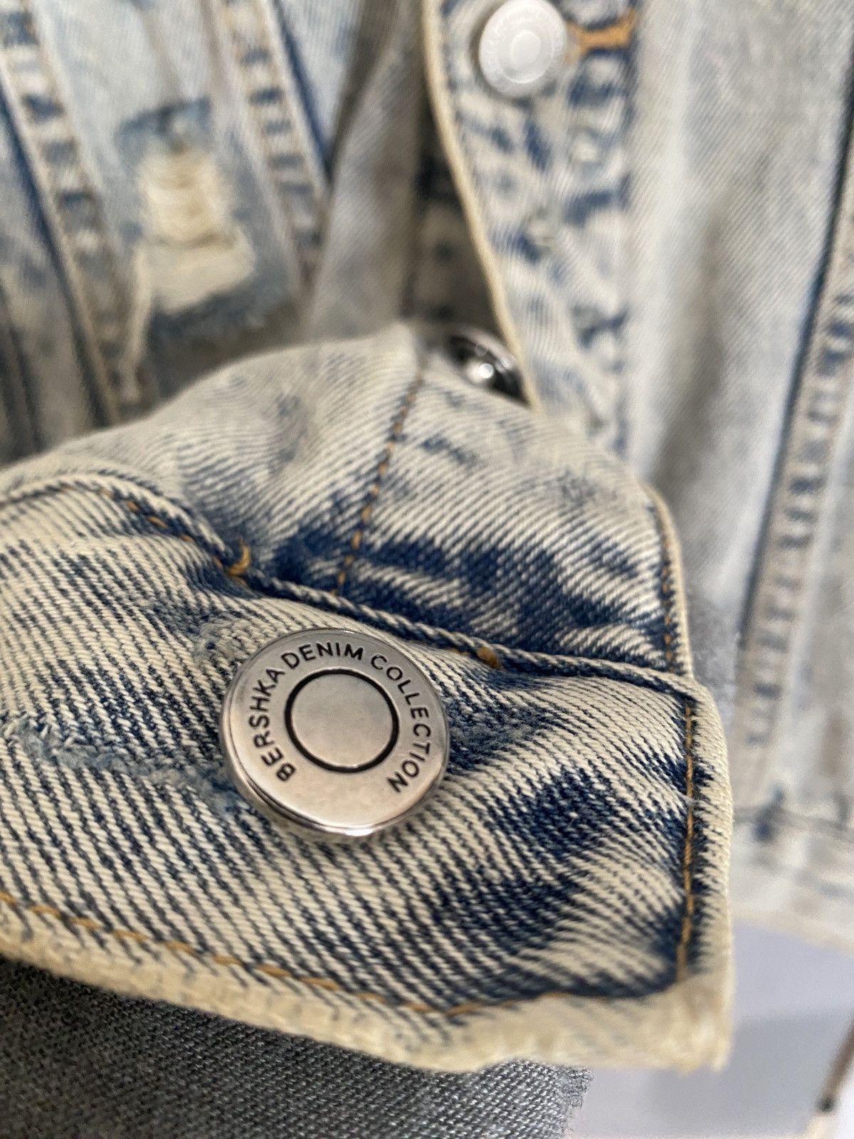 Bershka Vintage Distressed Trash Berska Denim Jacket like Amiri Size US M / EU 48-50 / 2 - 12 Thumbnail