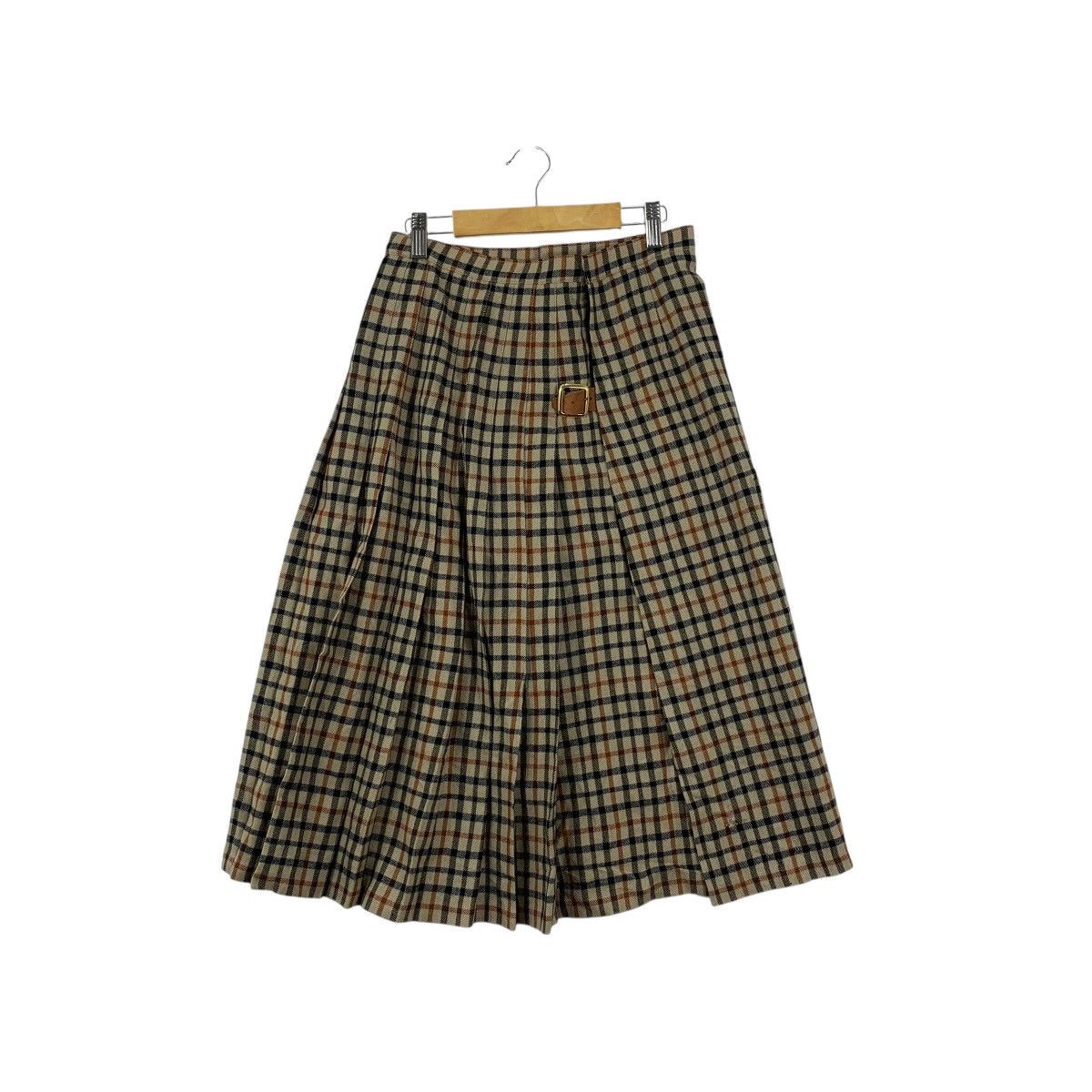 DAKS Vintage 80s DAKS LONDON Nova Checks Tartan Midi Skirt Bottom Size 30" / US 8 / IT 44 - 1 Thumbnail