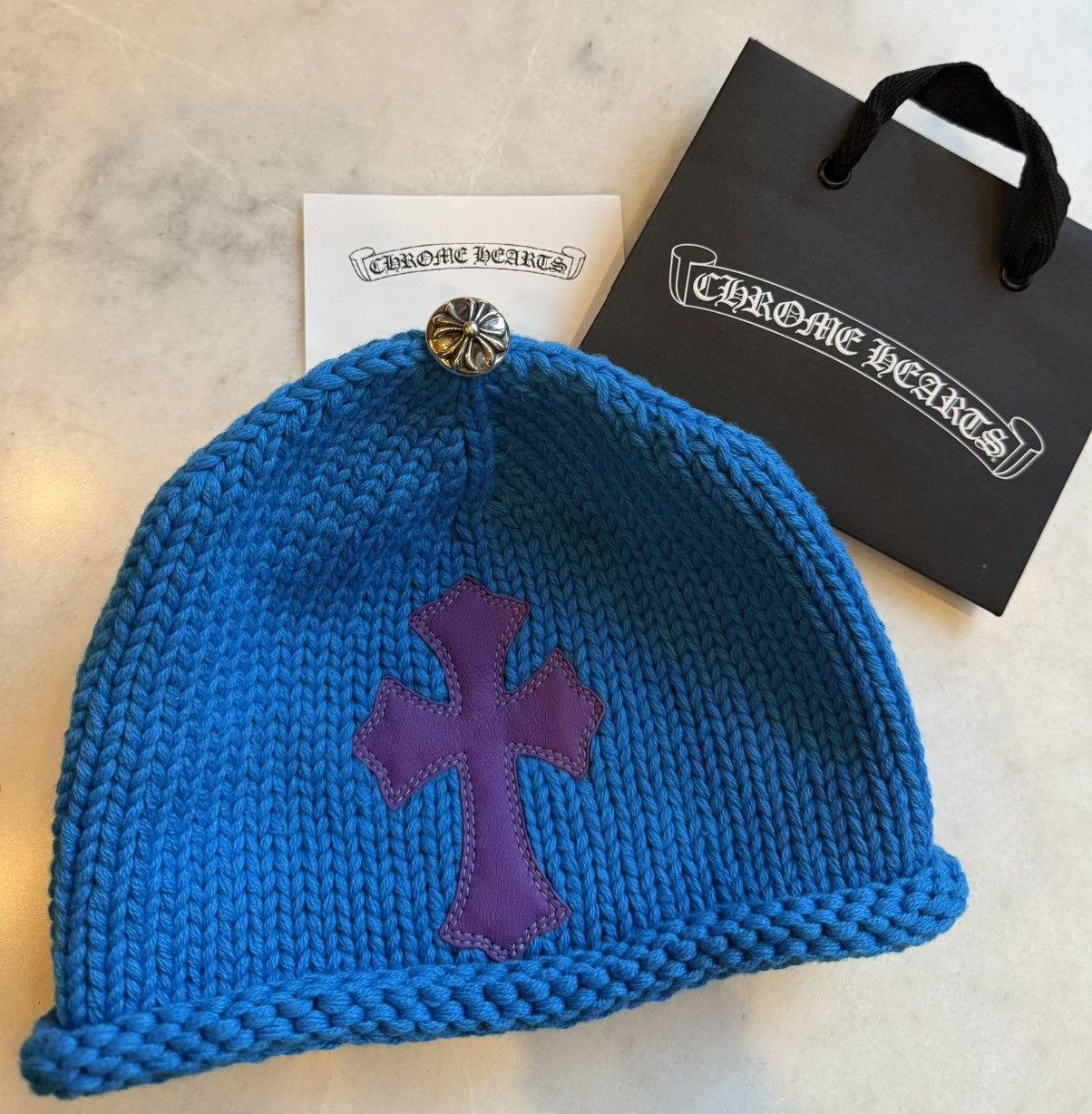 Chrome Hearts BRAND NEW chrome hearts cemetery cross blue beanie