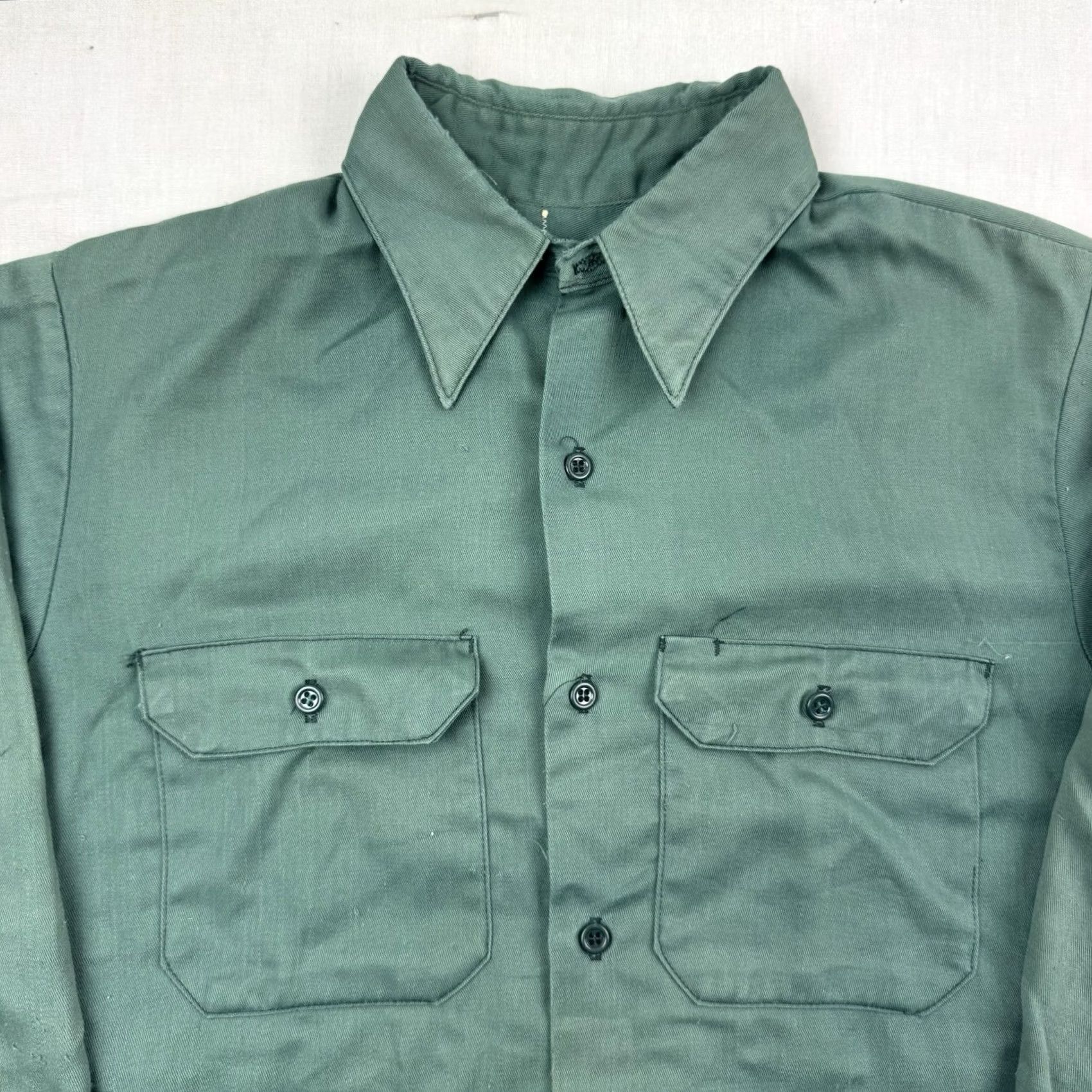 Vintage VINTAGE Button-Up Shirt Adult L Green 70s USA Unbranded Regular Long Sleeve Size US L / EU 52-54 / 3 - 4 Thumbnail