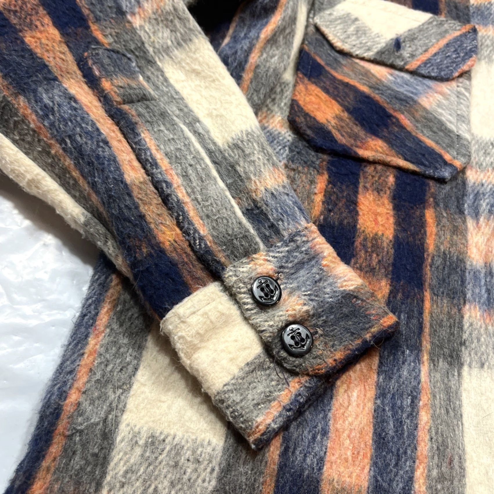Vintage VINTAGE Montgomery Ward CPO Shirt Jacket Blue Plaid Wool Linen Flannel Size US S / EU 44-46 / 1 - 6 Thumbnail