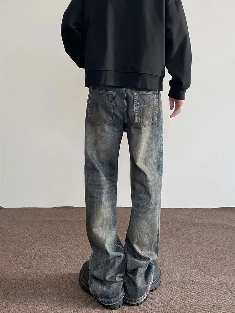 Japanese Brand Retro loose splashed ink micro flared jeans Size US 32 / EU 48 - 4 Thumbnail