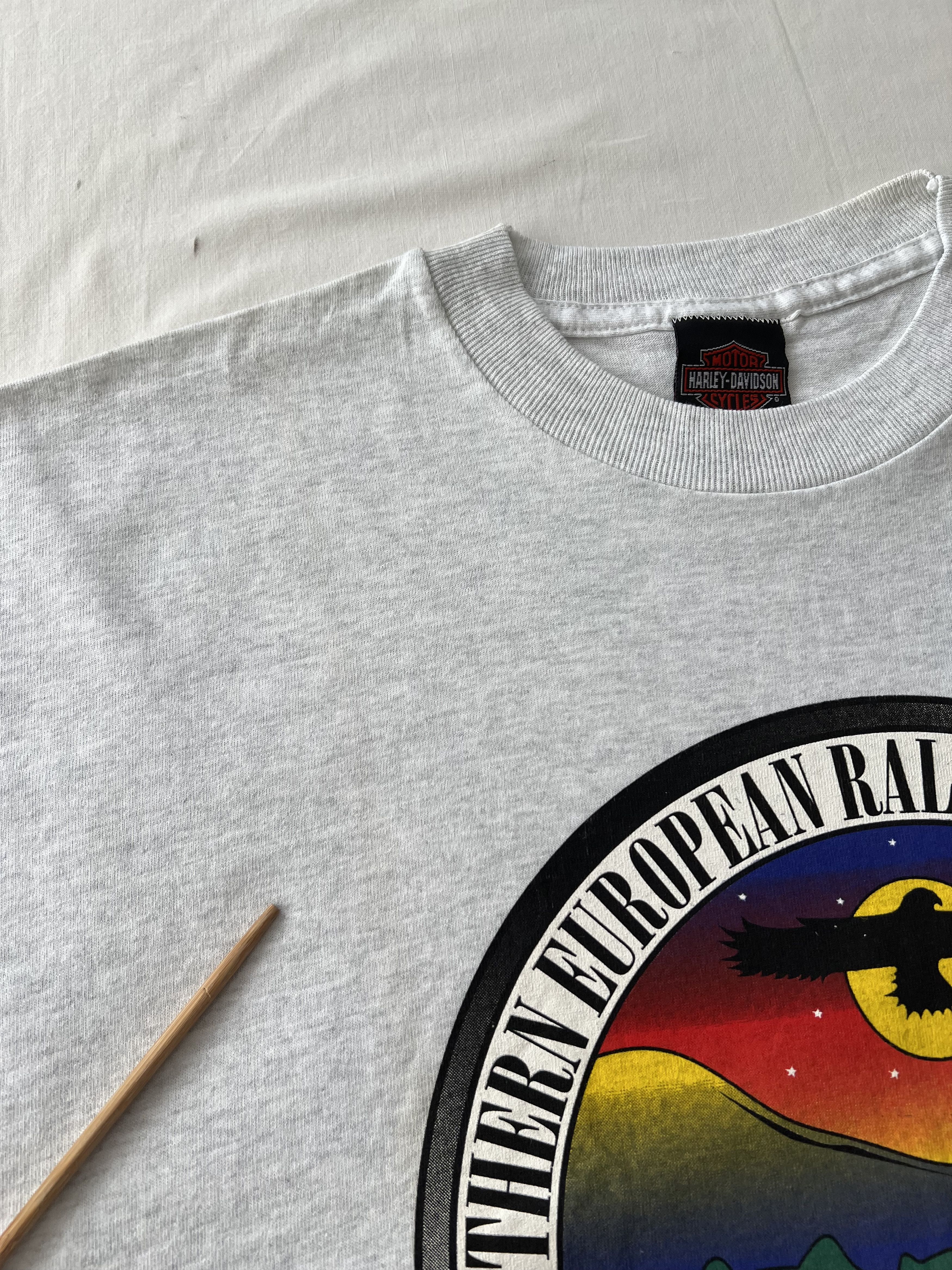 Harley Davidson Vintage 1996 Harley Davidson Rally Eagle Gray T-shirt Size US XL / EU 56 / 4 - 11 Thumbnail