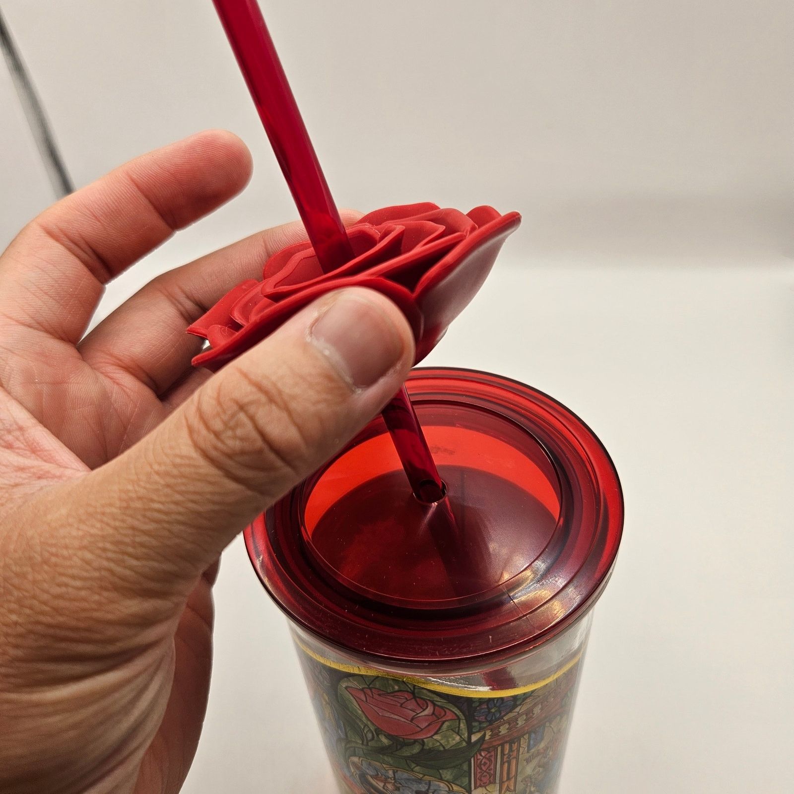 Disney DISNEY BEAUTY AND THE BEAST GLASS TUMBLER W/ ROSE STRAW Size ONE SIZE - 4 Thumbnail