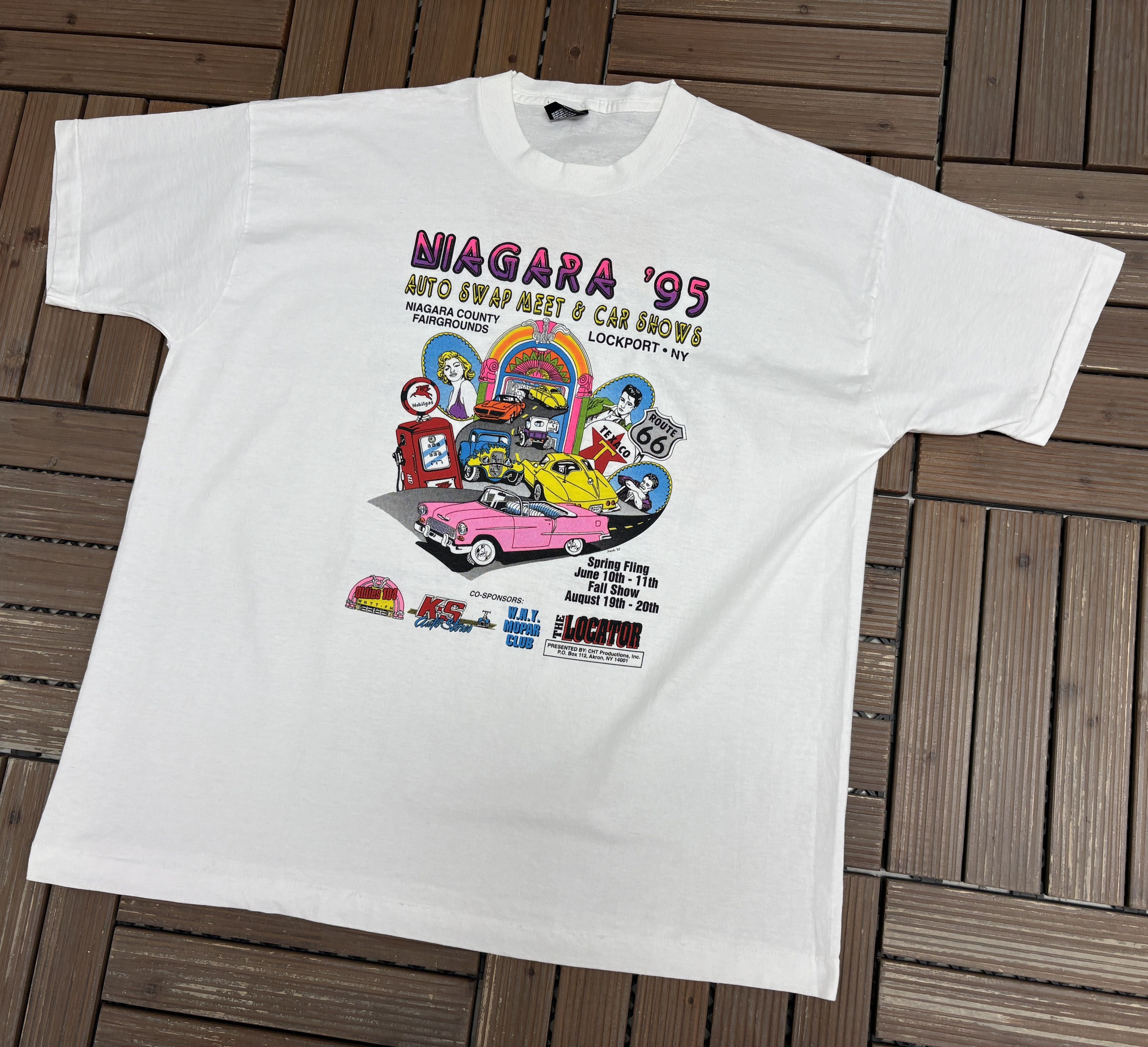 Vintage Niagara '95 Auto Swap Car Shows Vintage White T-Shirt Tee Size US XXL / EU 58 / 5 - 3 Thumbnail