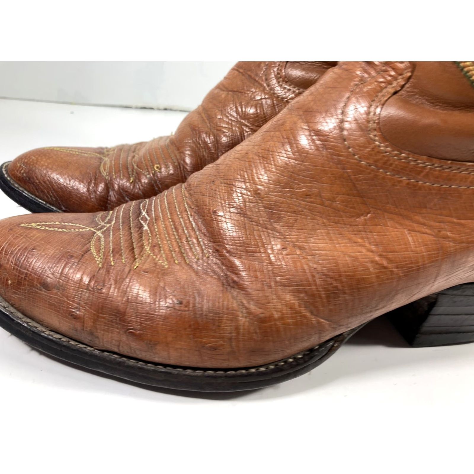 CO Adams Boot Co Smooth Ostrich Boots Men Size 10 D Peanut Brittle Western Vintage Boots Size US 10 / EU 43 - 5 Thumbnail