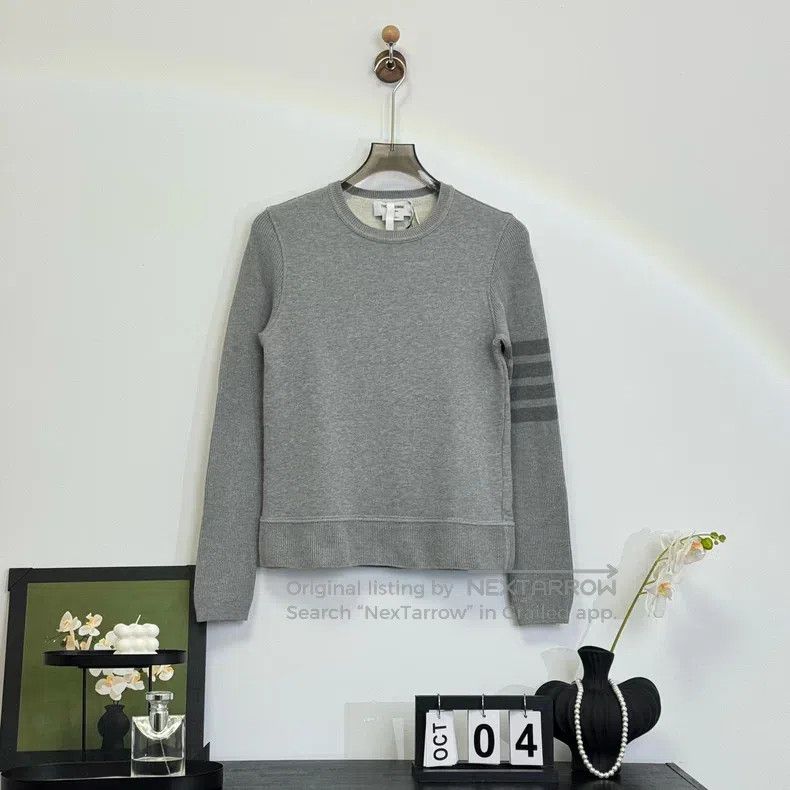 Thom Browne Gray knit patchwork gray four stripes hoodie