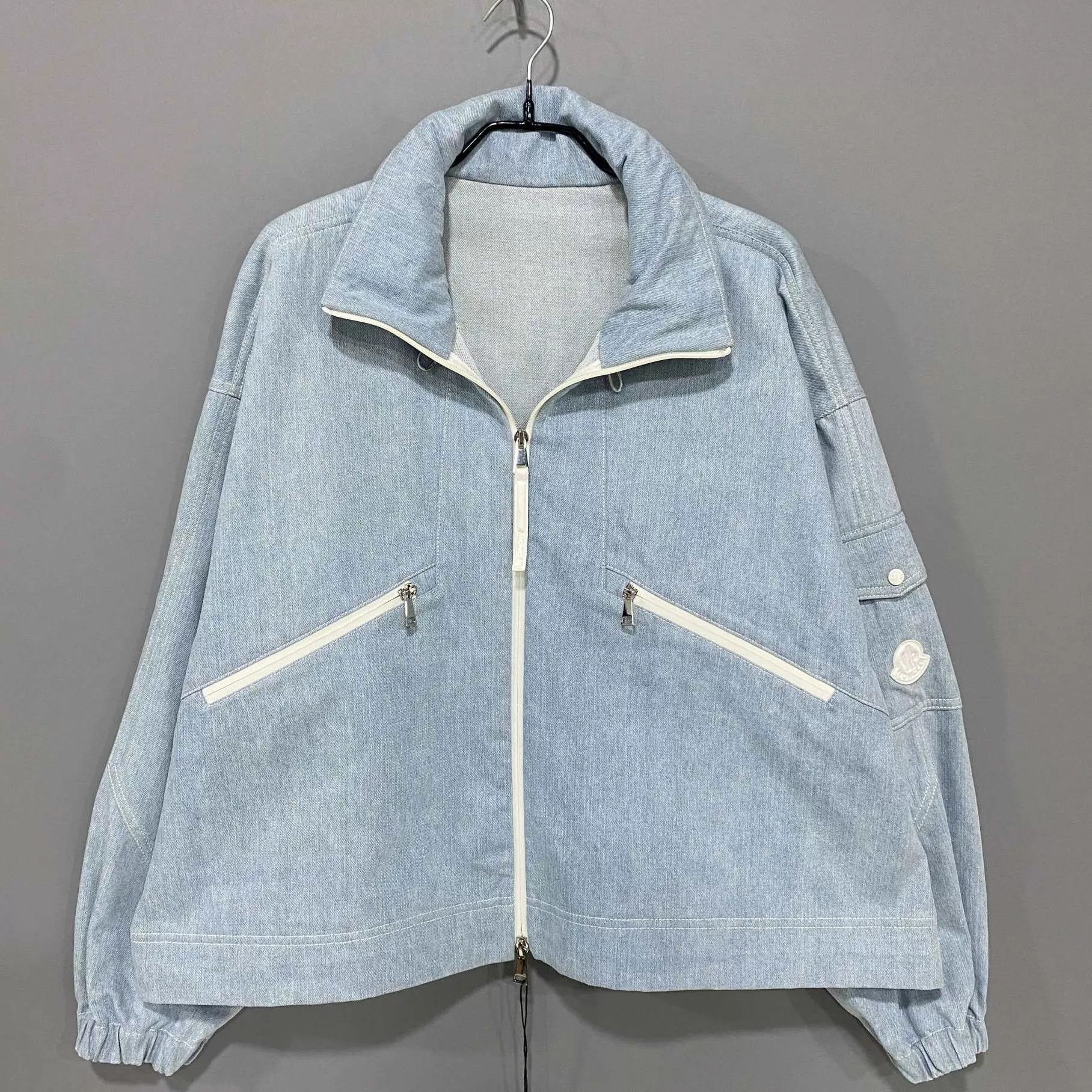 Moncler light blue logo denim jacket size 2