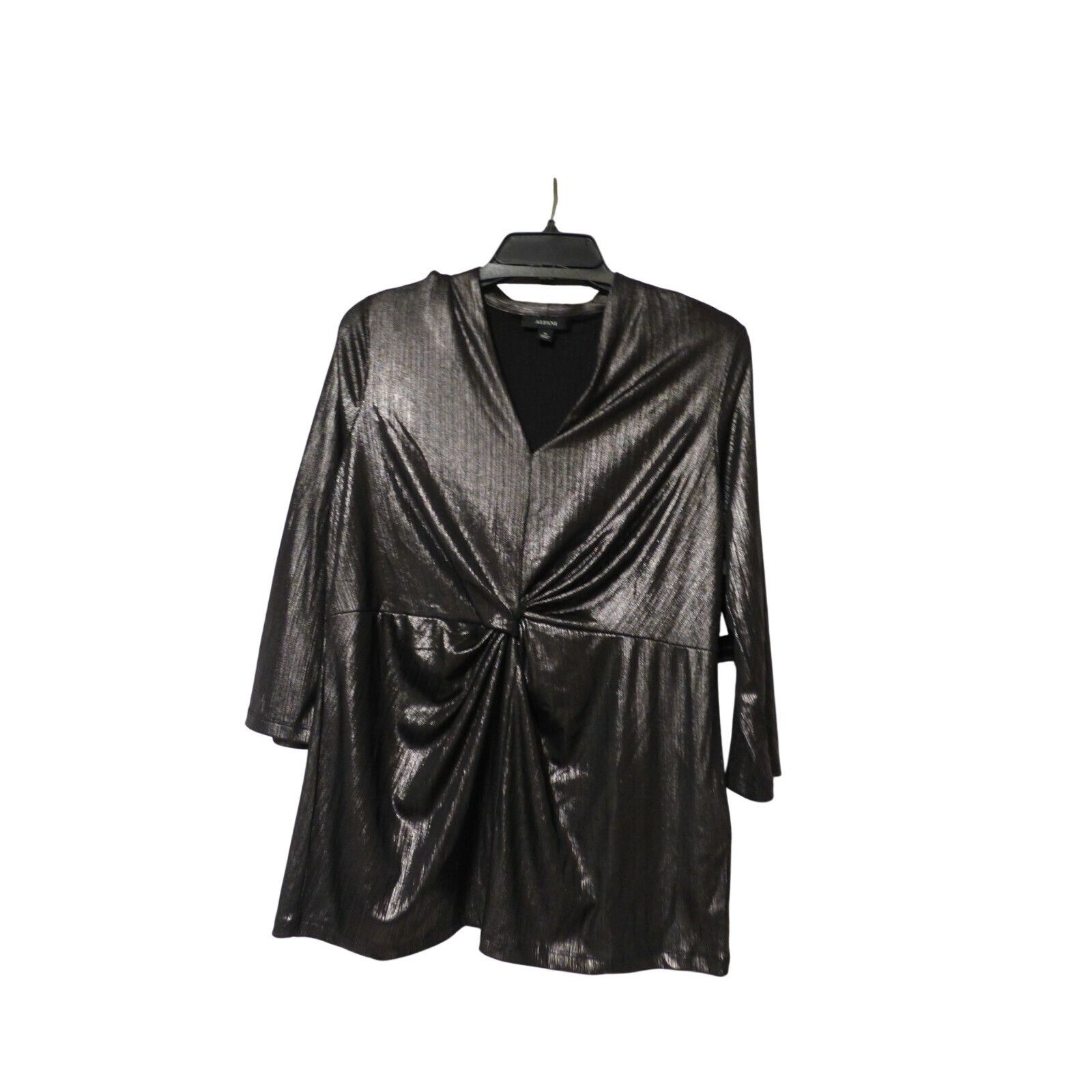 Alfani Alfani Metallic Twist-Front Top, Gunmetali, Size M Size M / US 6-8 / IT 42-44 - 6 Thumbnail