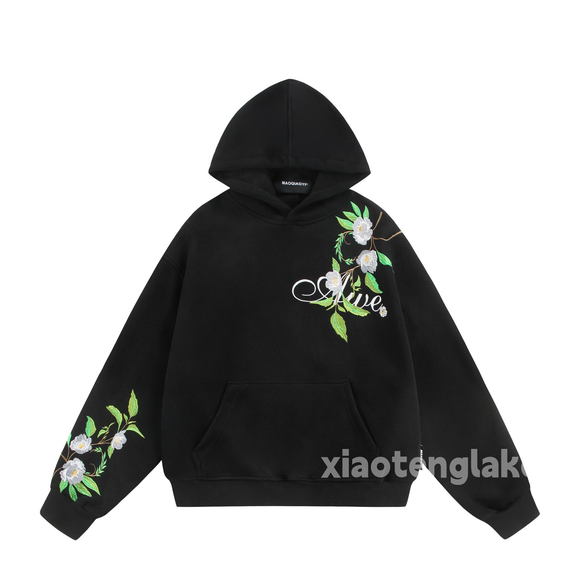 Unisex outdoor utility loose baggy hiphop embroidery hoodie