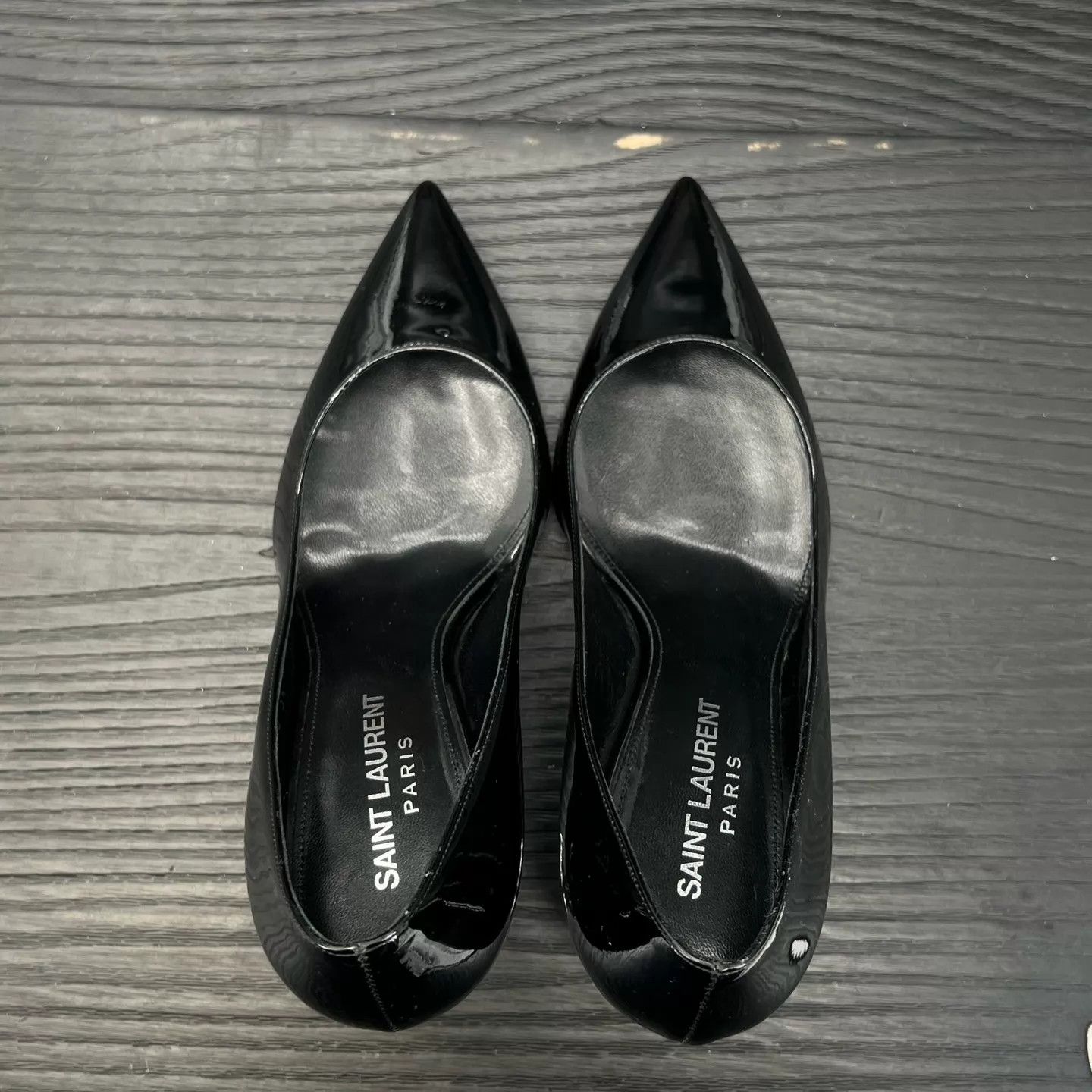 Yves Saint Laurent YSL Patent Leather Heels Black & Silver 35 Like New With Box Size US 4.5 / IT 34.5 - 6 Thumbnail