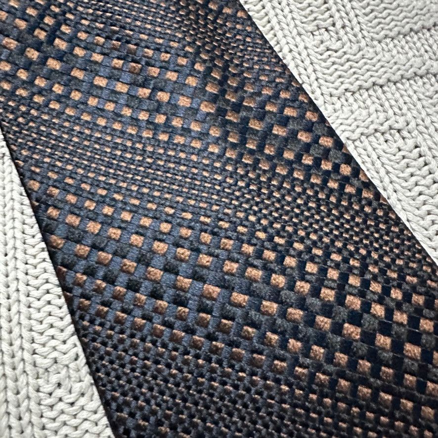 Salvatore Ferragamo Ferragamo navy and bronze woven abstract silk tie Size ONE SIZE - 2 Thumbnail