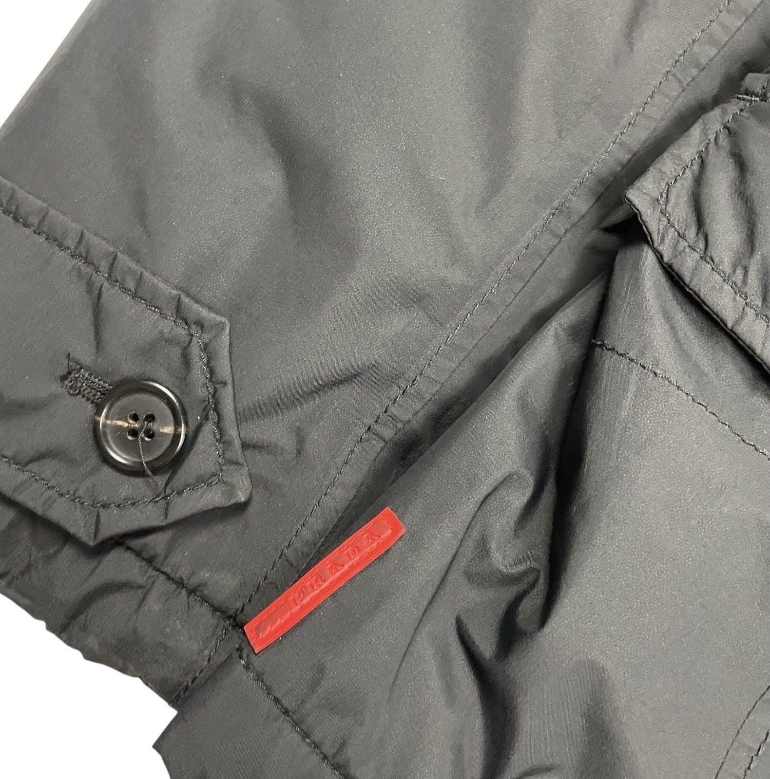 Prada Prada Goretex Jacket Fur Trim Belted Coat Black Goat Fur Size L / US 10 / IT 46 - 2 Thumbnail