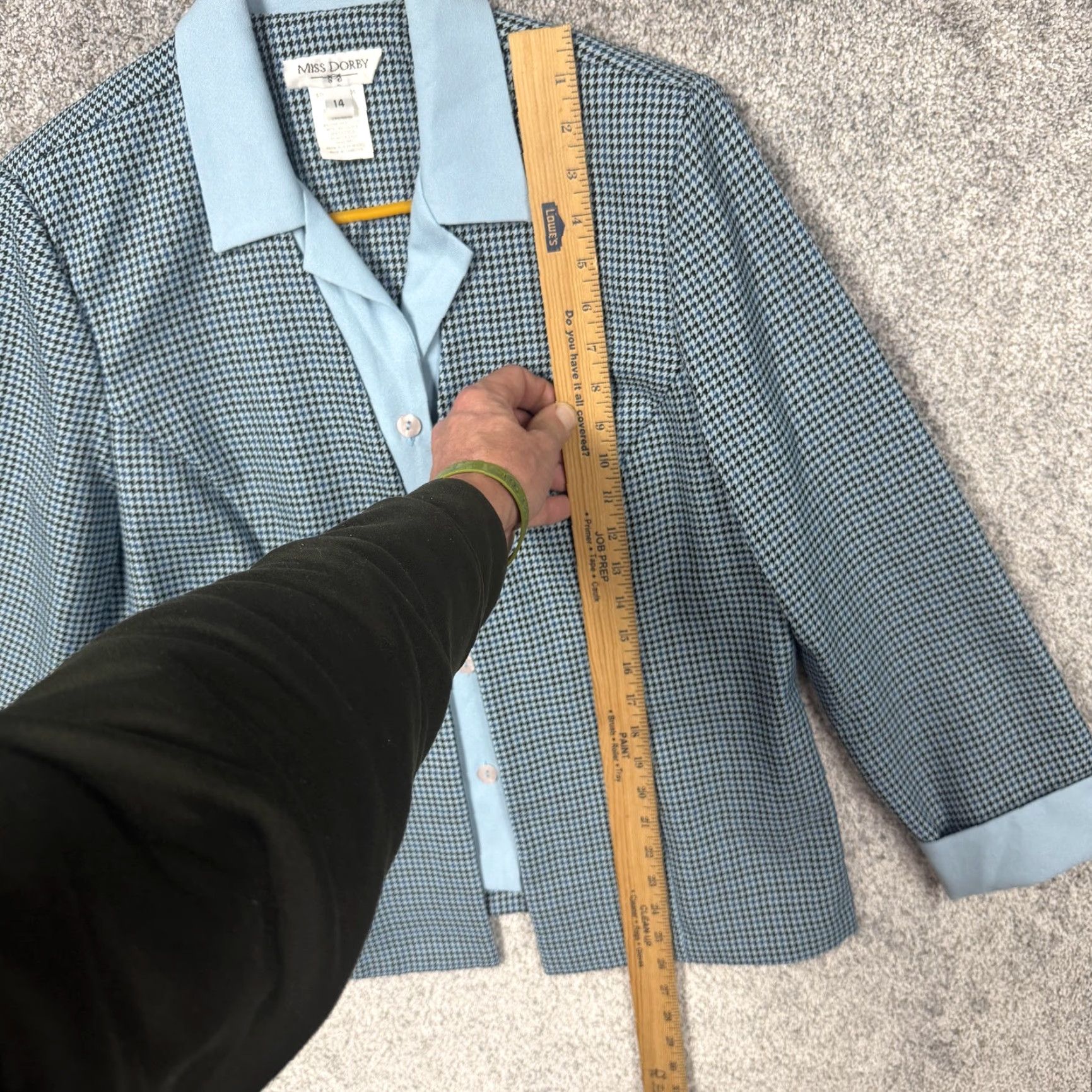 Vintage Miss Dorby Blazer 14 Blue Black Houndstooth Classic Office Career Light Academia Women Blazer Size XL / US 12-14 / IT 48-50 - 2 Thumbnail