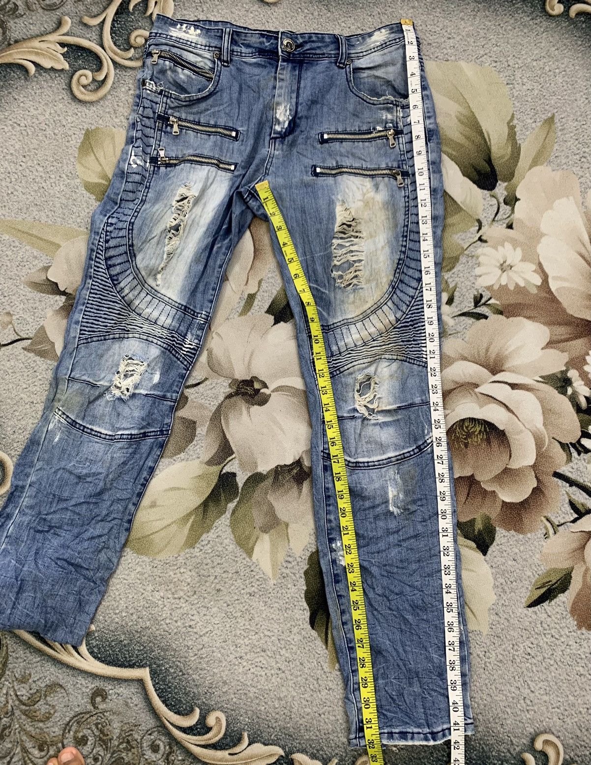 Japanese Brand Distress GOLD Biker Like Denim Pant Size US 33 - 16 Thumbnail