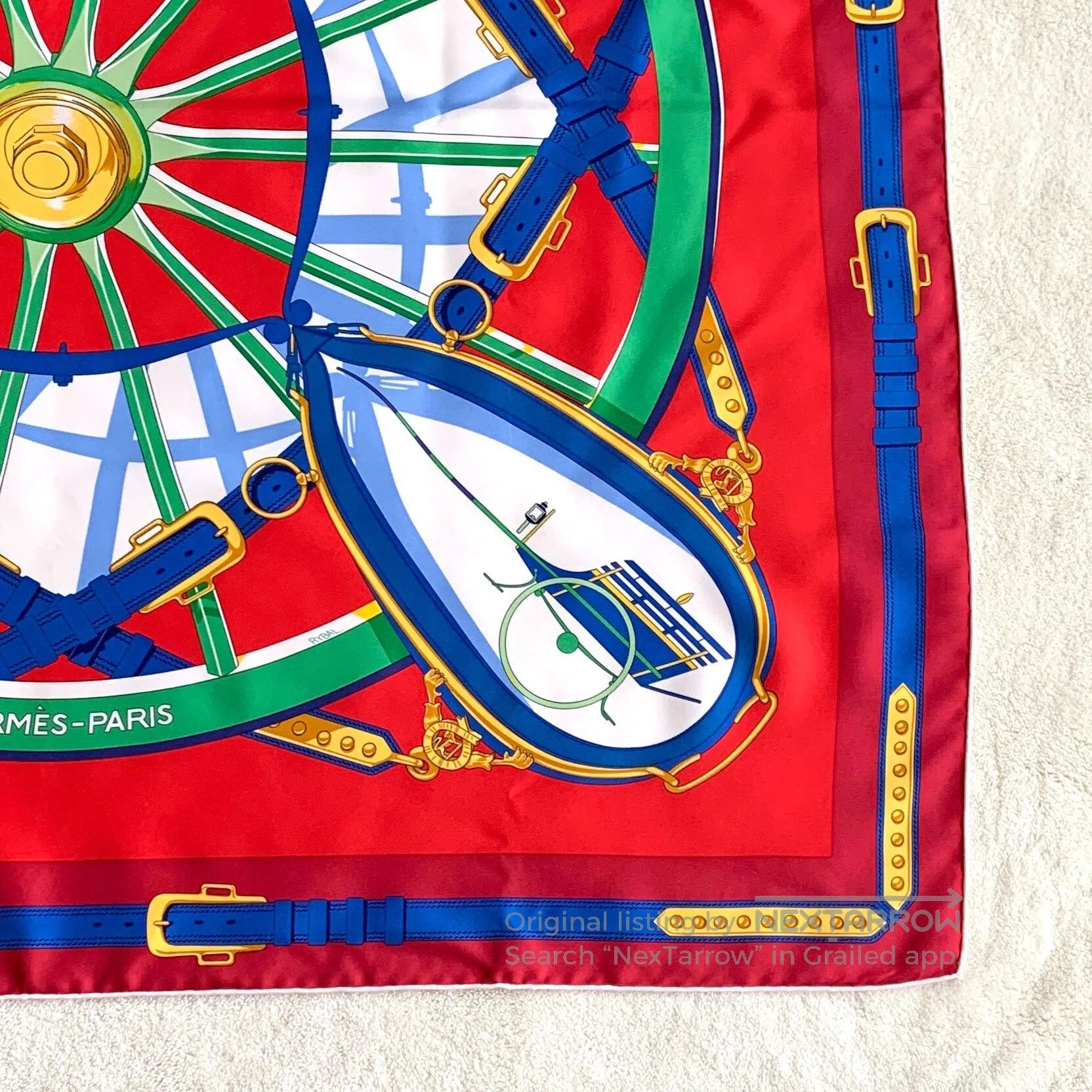 Hermes Hermes Red Wheel of Fortune Printed Silk Scarf| Size ONE SIZE - 5 Thumbnail