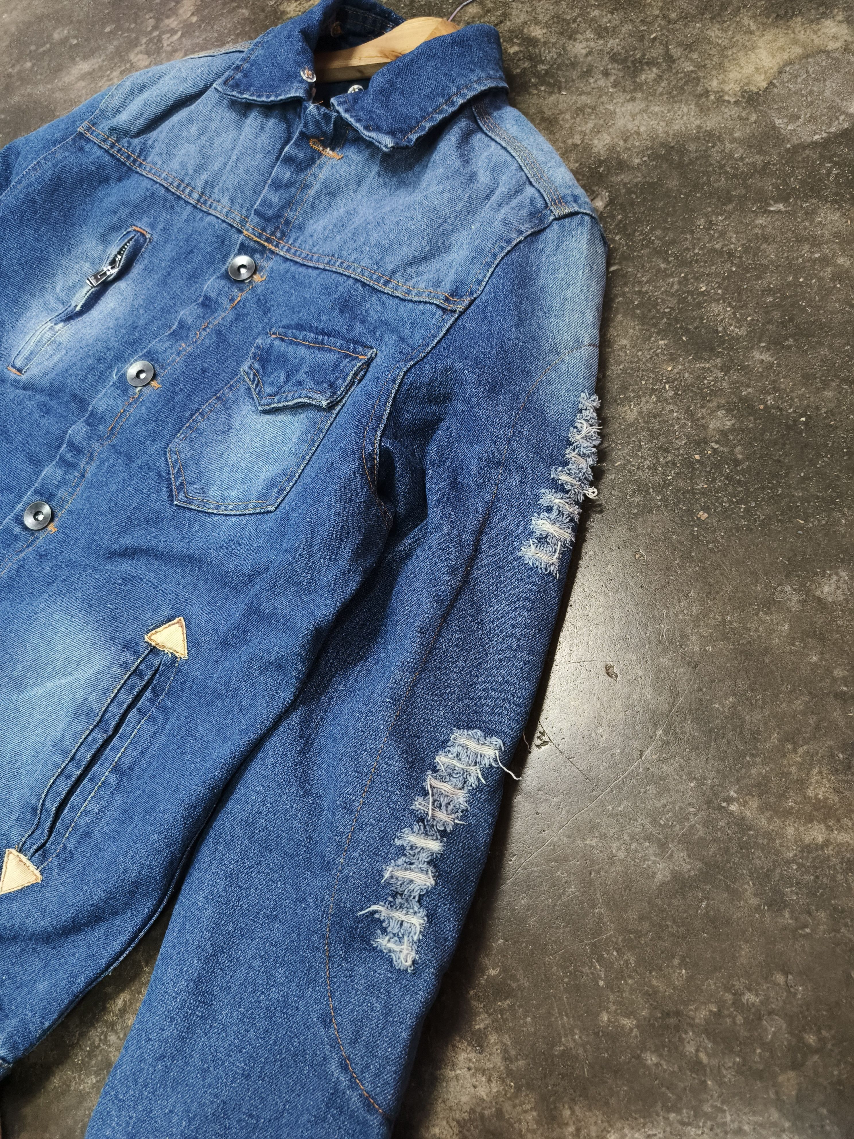 Japanese Brand Jeffrey. R distressed style lining sherpa denim Jacket Size US S / EU 44-46 / 1 - 4 Thumbnail