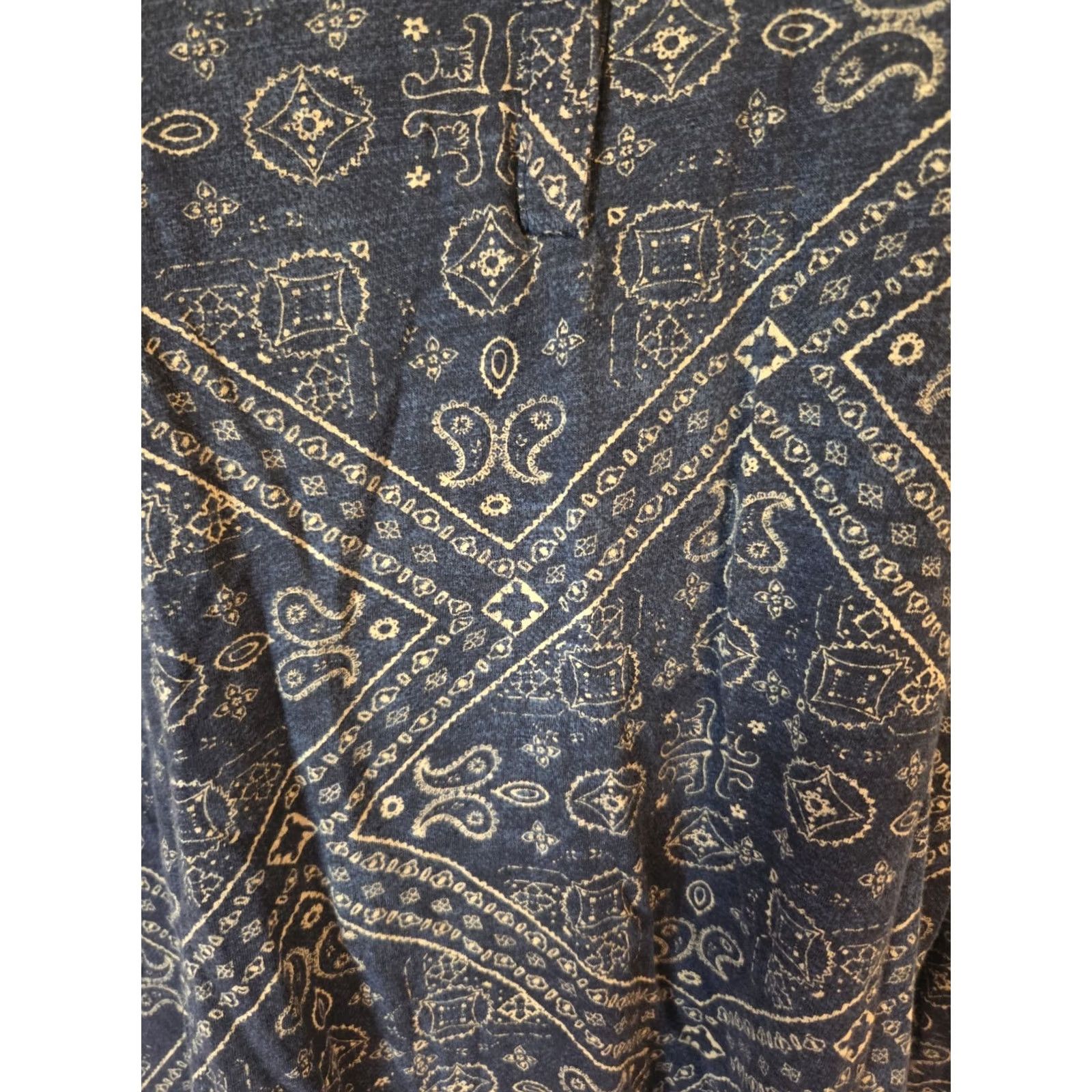 Lucky Brand Lucky Brand Navy Blue Floral Paisley Print 3/4 Sleeve Top Plus 1X Womens Blouse Cotton Modal Split Neck Boho Casual Shirt Size XL / US 12-14 / IT 48-50 - 3 Thumbnail
