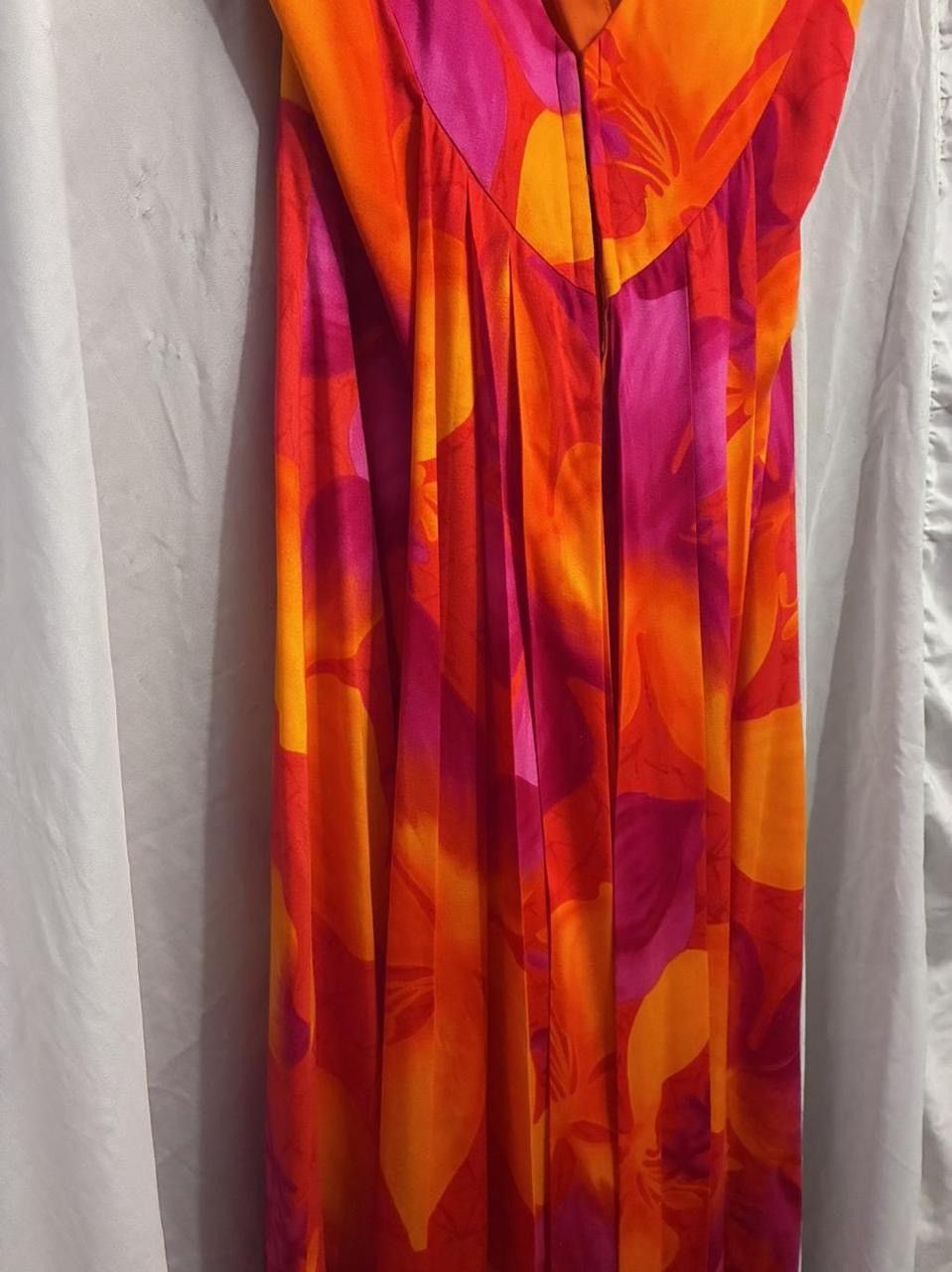Hilo Hattie Hilo Hattie Barkcloth Empire Waist Hibiscus Maxi Dress Size L / US 10 / IT 46 - 4 Thumbnail
