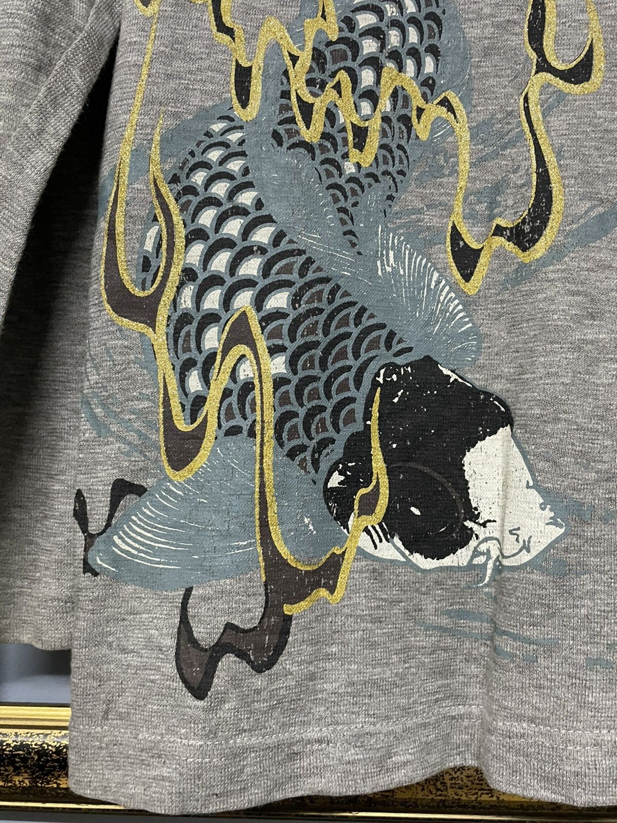 Designer × Japanese Brand × Vintage Vintage 1990s Japan Designer Distressed Koi Traditional Tee Size US S / EU 44-46 / 1 - 6 Thumbnail