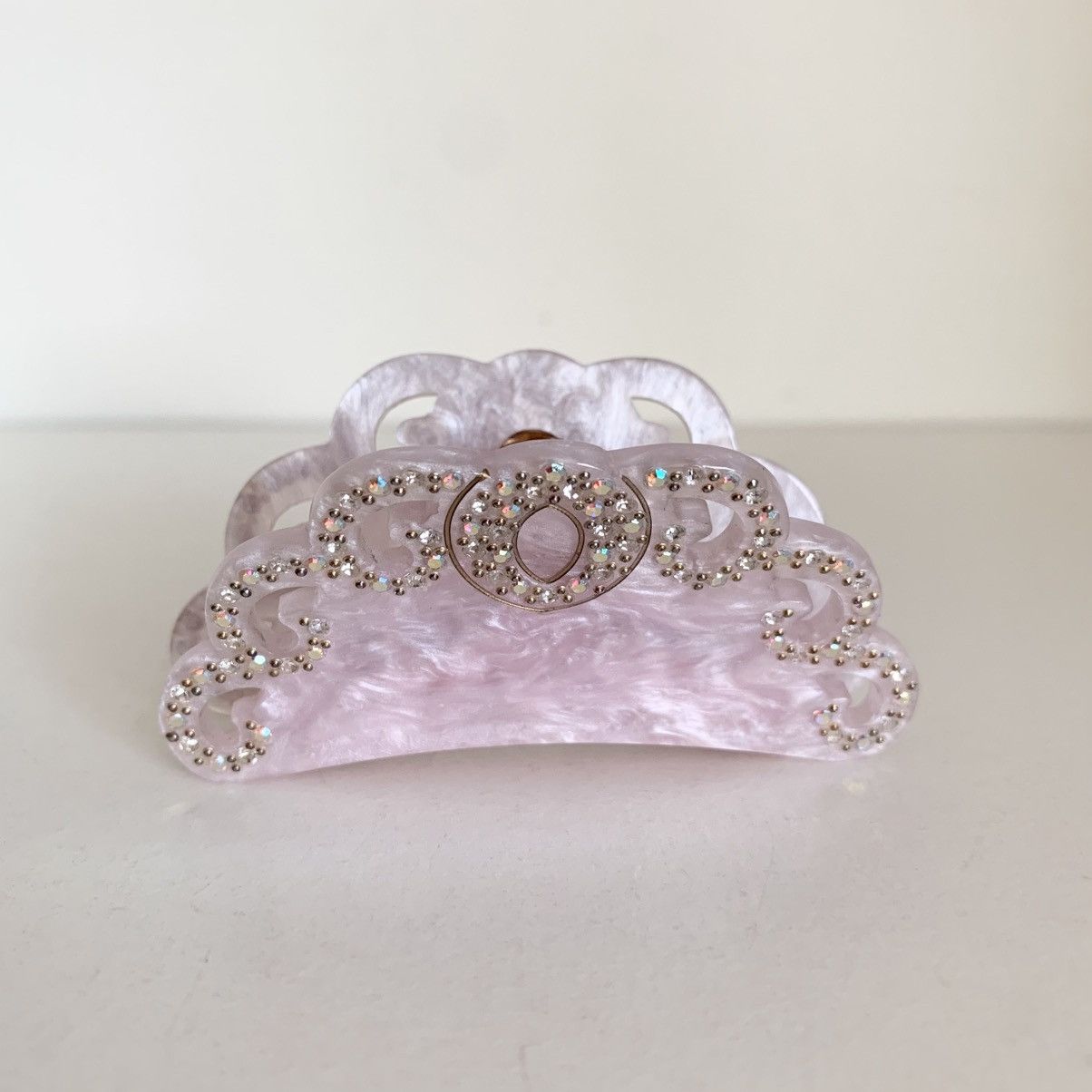 Vintage Vintage large pink crystal hair claw clip Size ONE SIZE - 9 Thumbnail