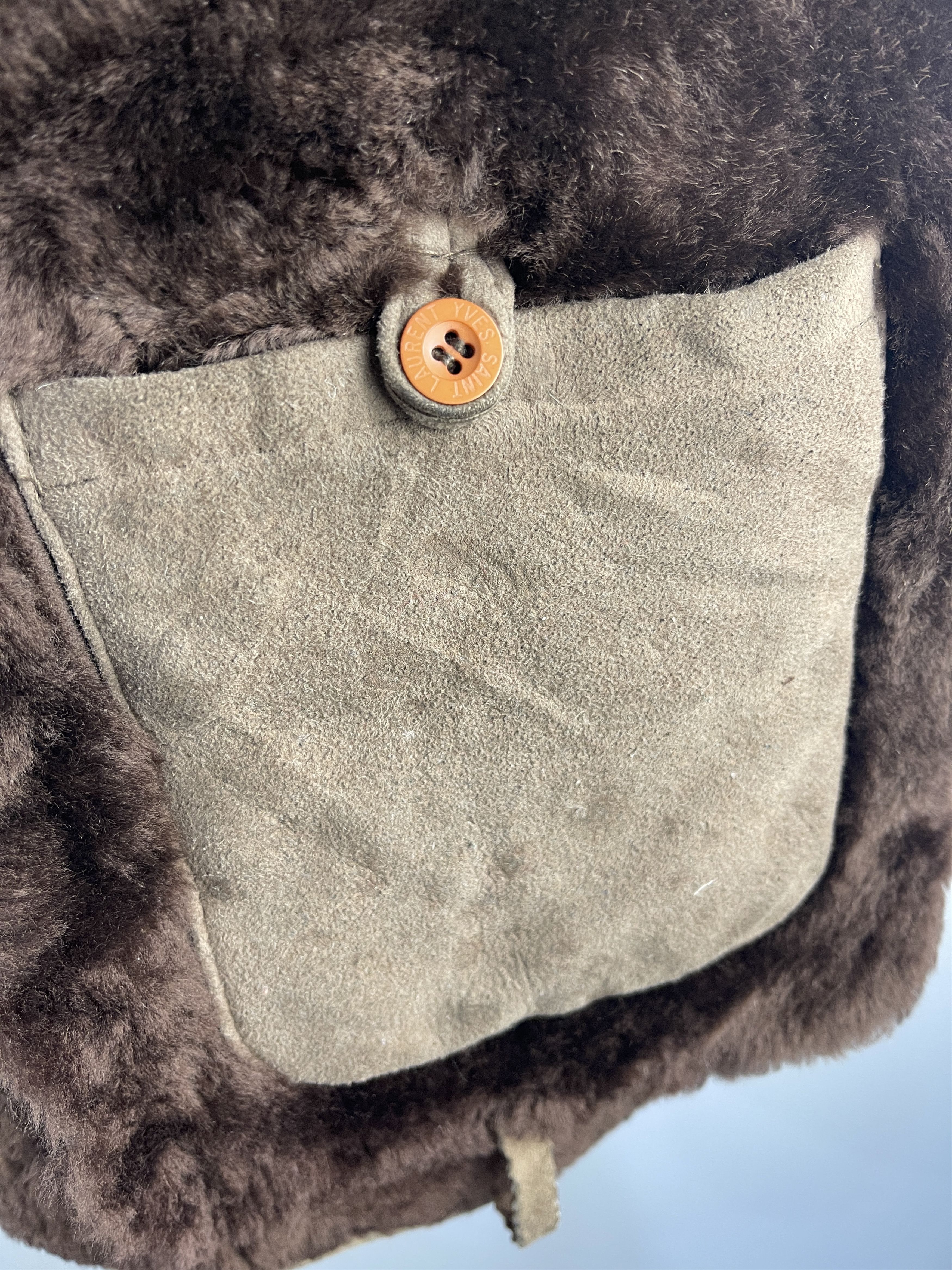 Yves Saint Laurent Vintage 1990s Yves Saint Laurent Pour Homme Shearling Coat Size L / US 10 / IT 46 - 13 Thumbnail