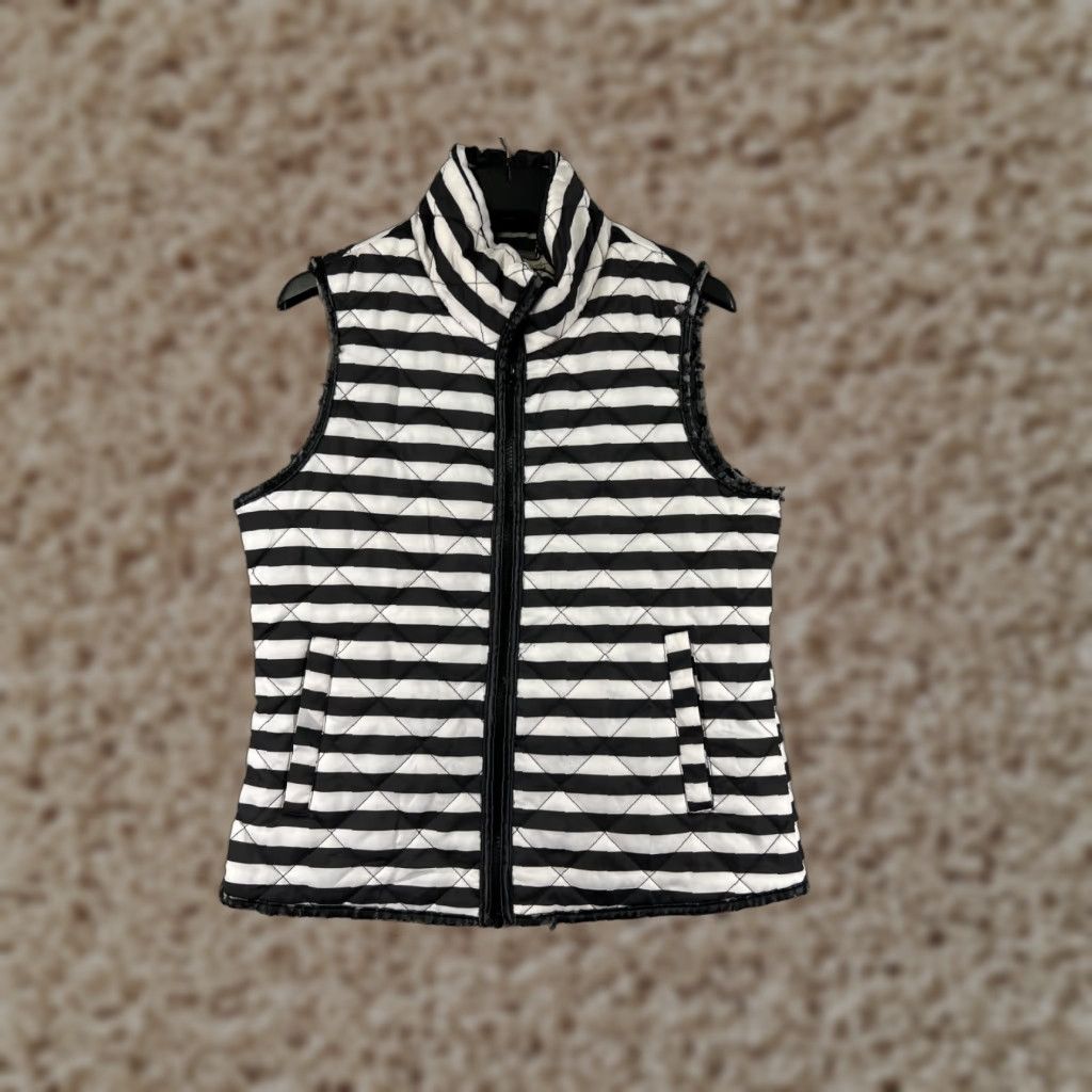 Vintage Indigo Saints Vest Womens M Black White Full Zip Polyester Quilted Pockets Shirt Women Vintage No Size M / US 6-8 / IT 42-44 - 1 Thumbnail