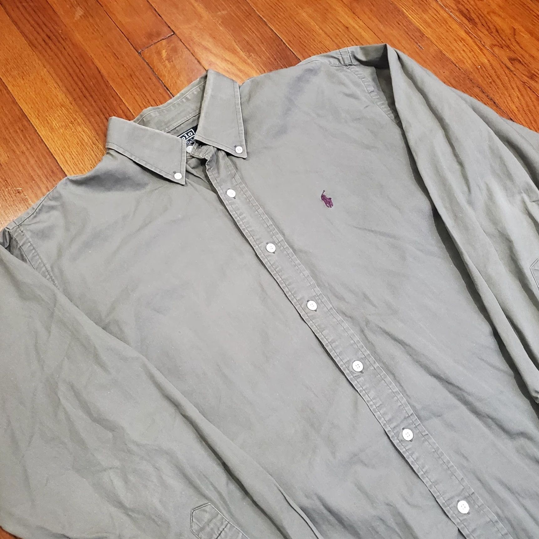 Polo Ralph Lauren VINTAGE Polo Ralph Lauren Shirt Mens L Green Marlowe Cotton Long Sleeve Button Down Size US L / EU 52-54 / 3 - 2 Thumbnail