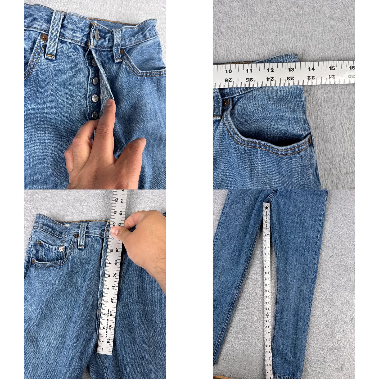 Levi's 501 Skinny Jeans Women Blue Denim Size 25 Retro Cotton Distressed Stretch Slim Fit