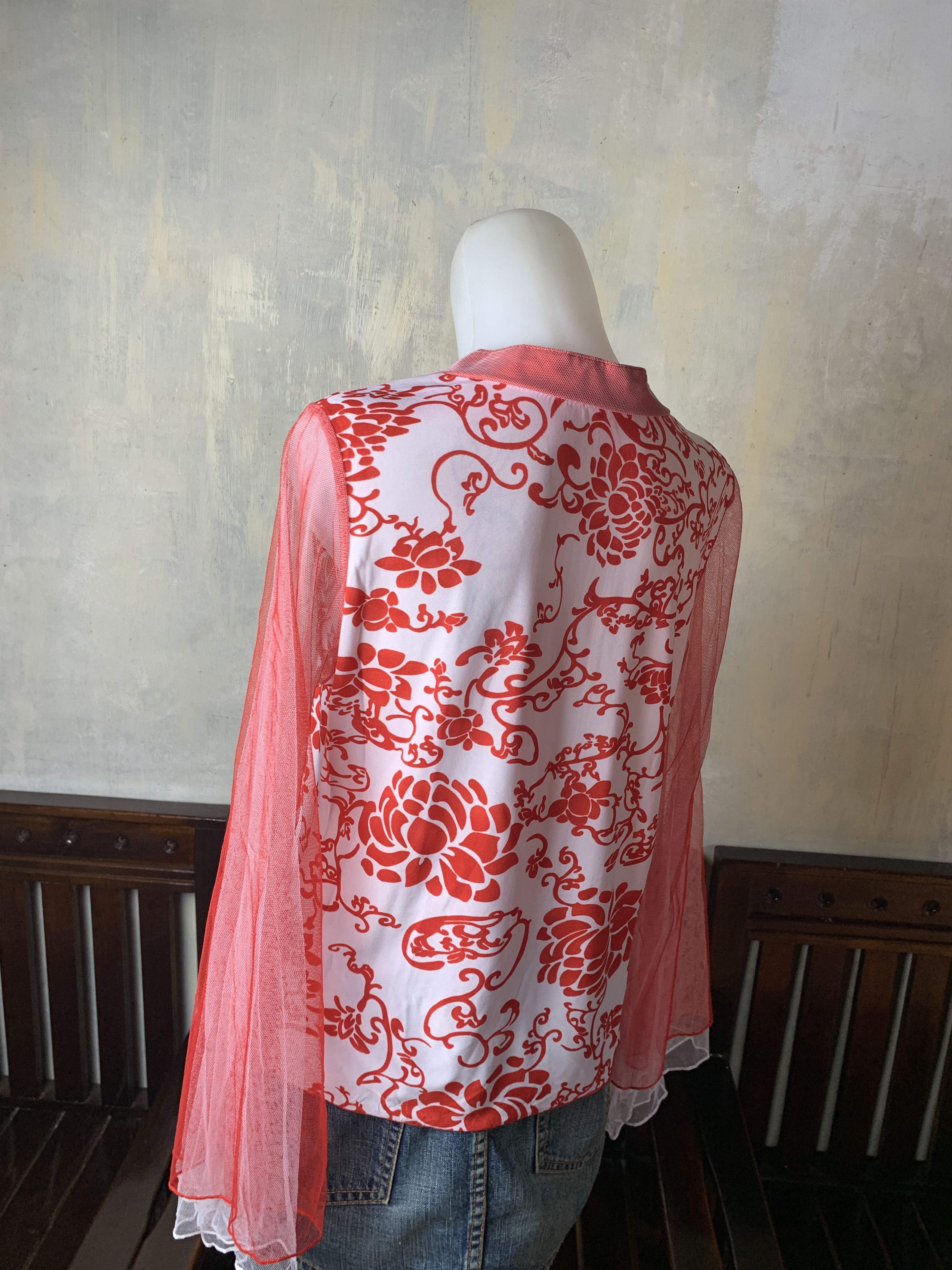 Japanese Brand Flower Cheongsam Flare Sleeves Top (M) Size M / US 6-8 / IT 42-44 - 3 Thumbnail