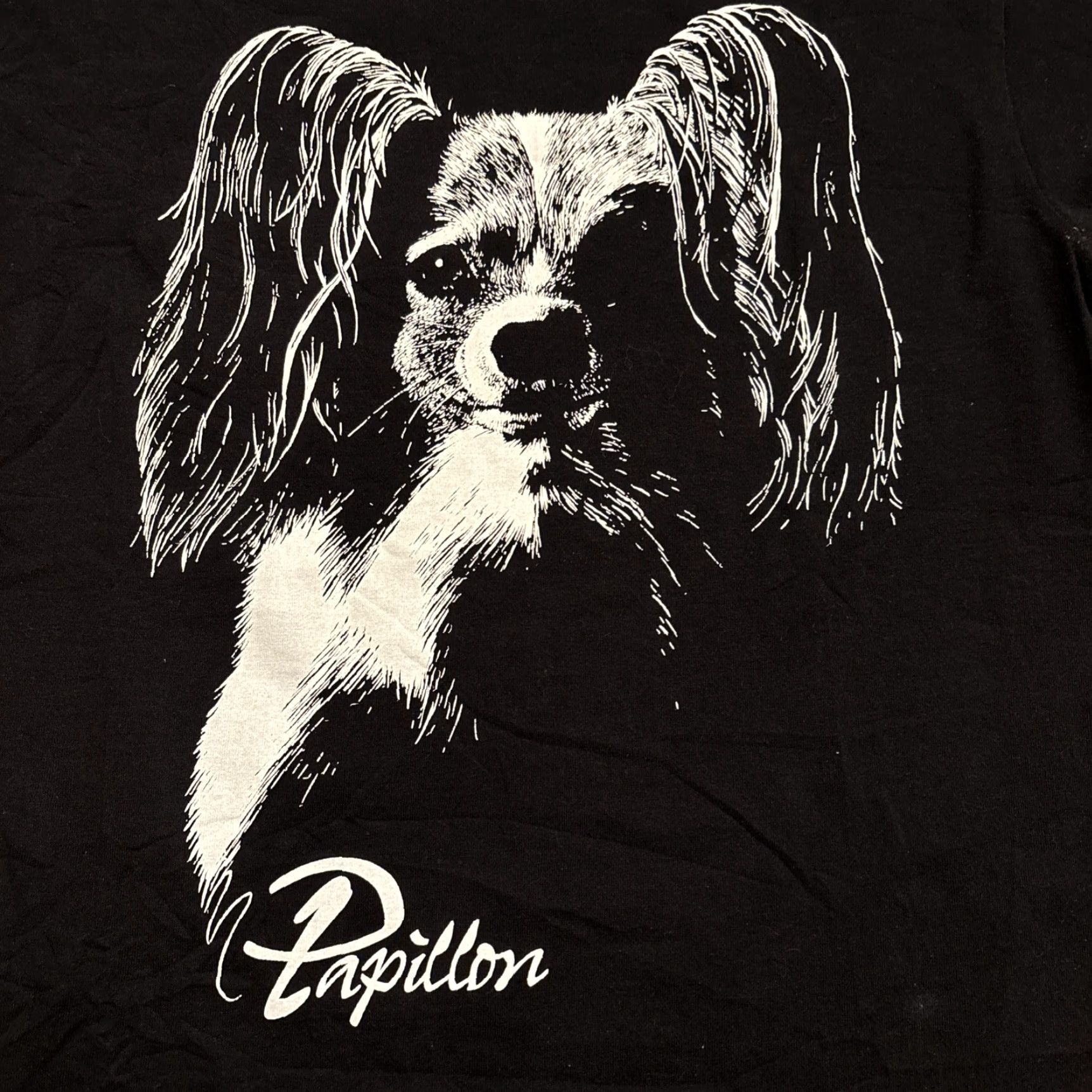 Hanes VINTAGE Hanes 90s Papillon T-Shirt Adult Large Black Dog Toy Spaniel Mens Size US L / EU 52-54 / 3 - 2 Thumbnail